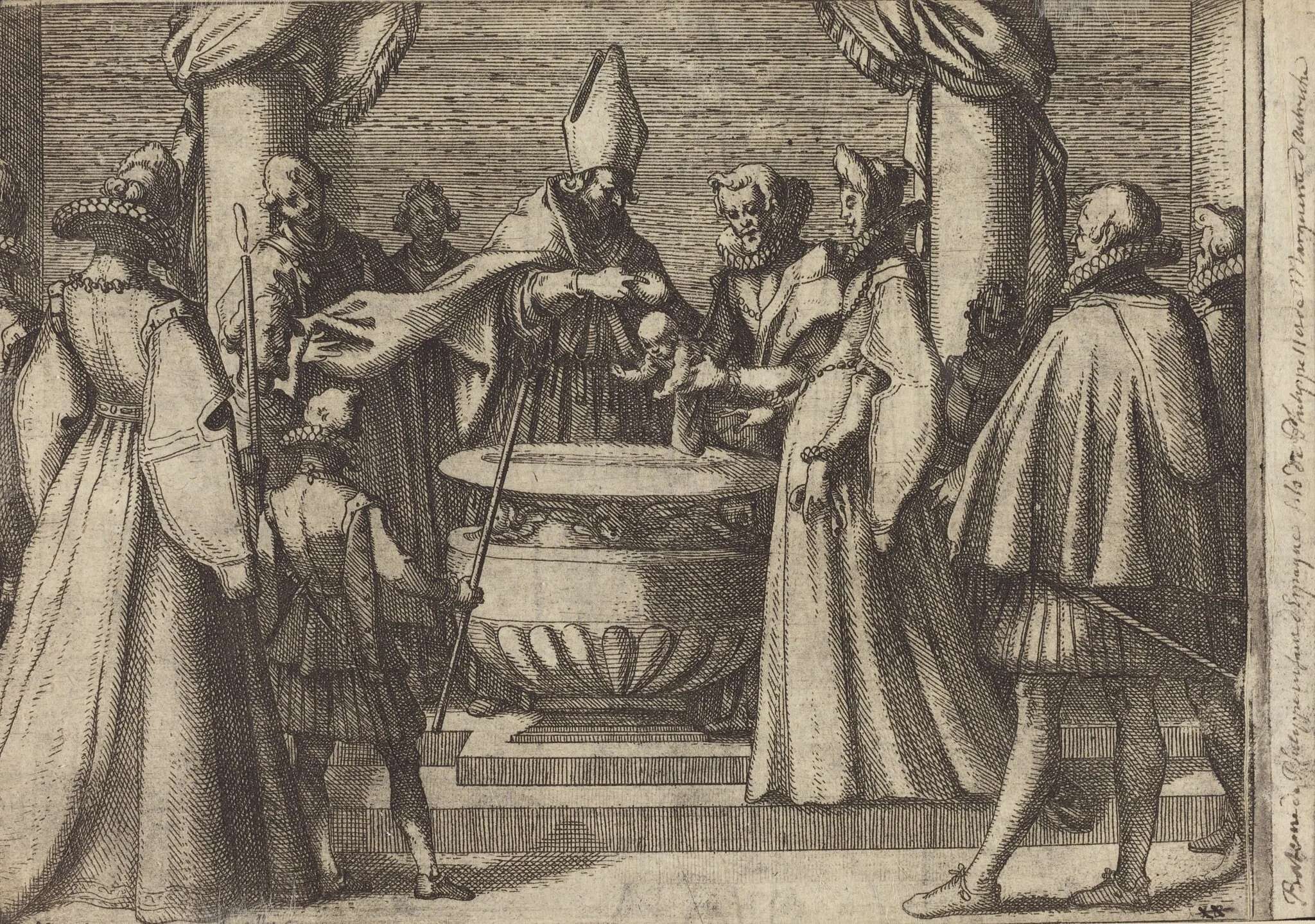 Baptism of the Prince of Spain [verso], by Jacques Callot, ink, 1612