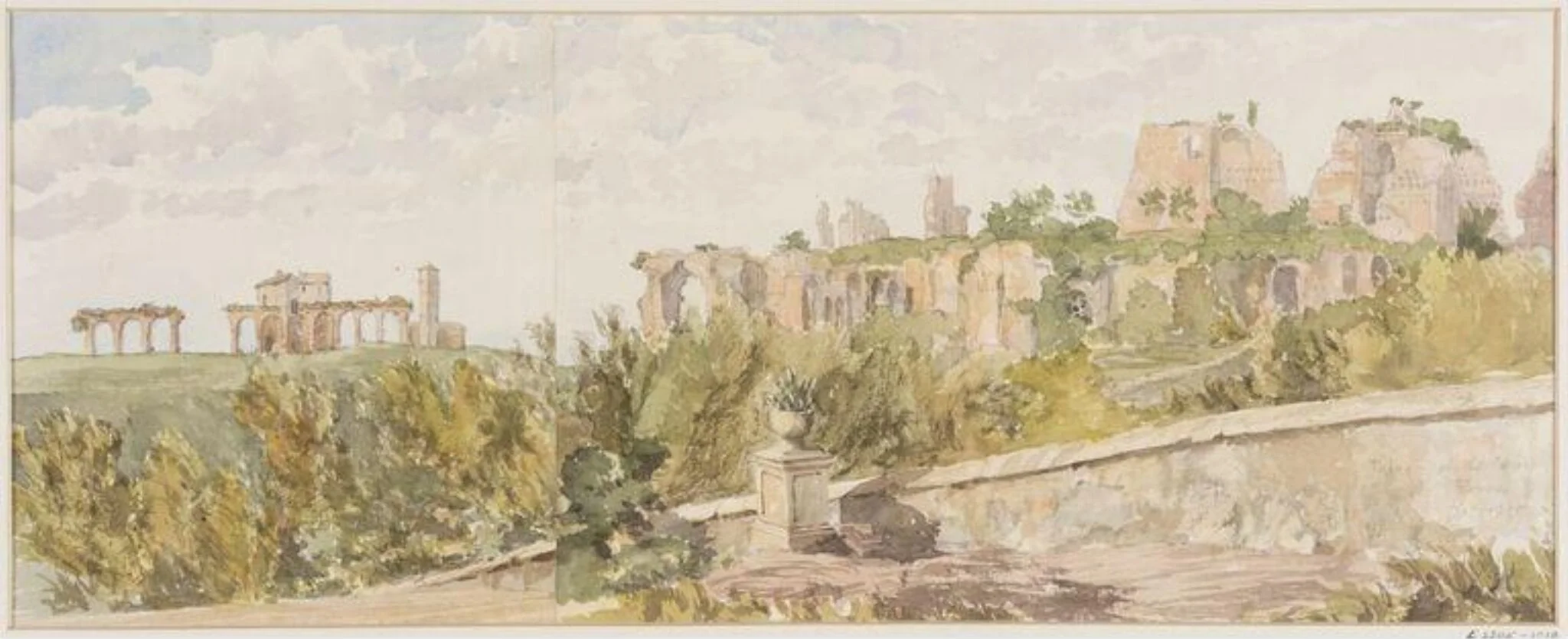 Palace of the Ceasars, Rome, by Thomas Brittain Vacher, watercolor, 1857