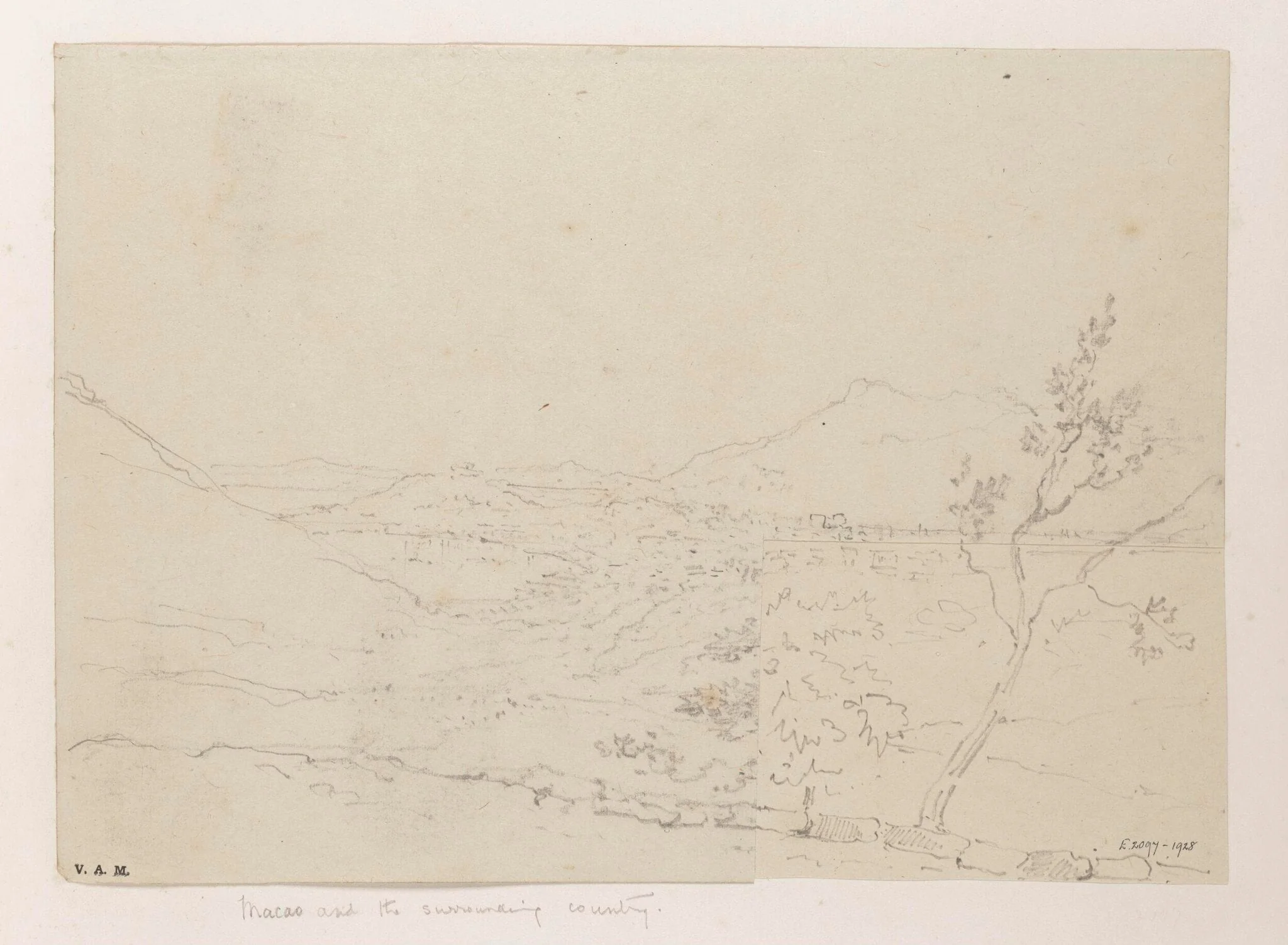 Macau, looking south-west along the peninsula, by George Chinnery, 19