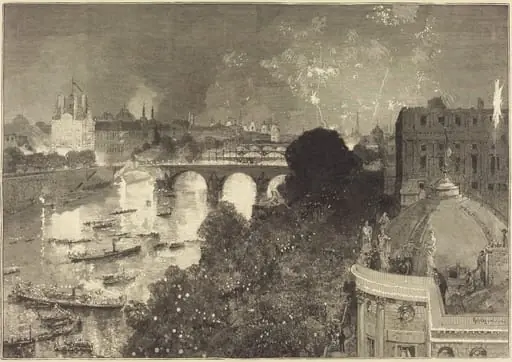 Le 14 Juillet.  Illumination de la Seine du Pont Neuf au Pont au Change