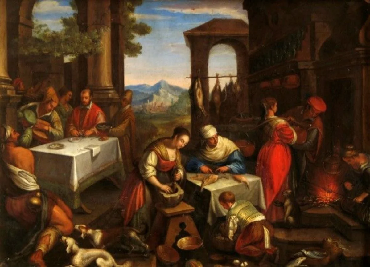 Bogatul și săracul Lazăr, by Jacopo Bassano, unspecified, 1600