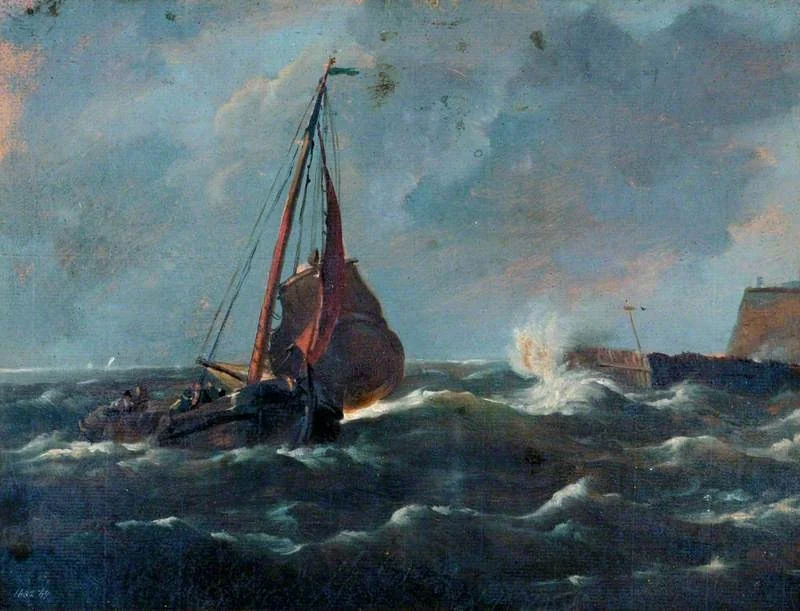 Fishing Boat Entering a Harbour, by jacob jacobs, oil, 1598
