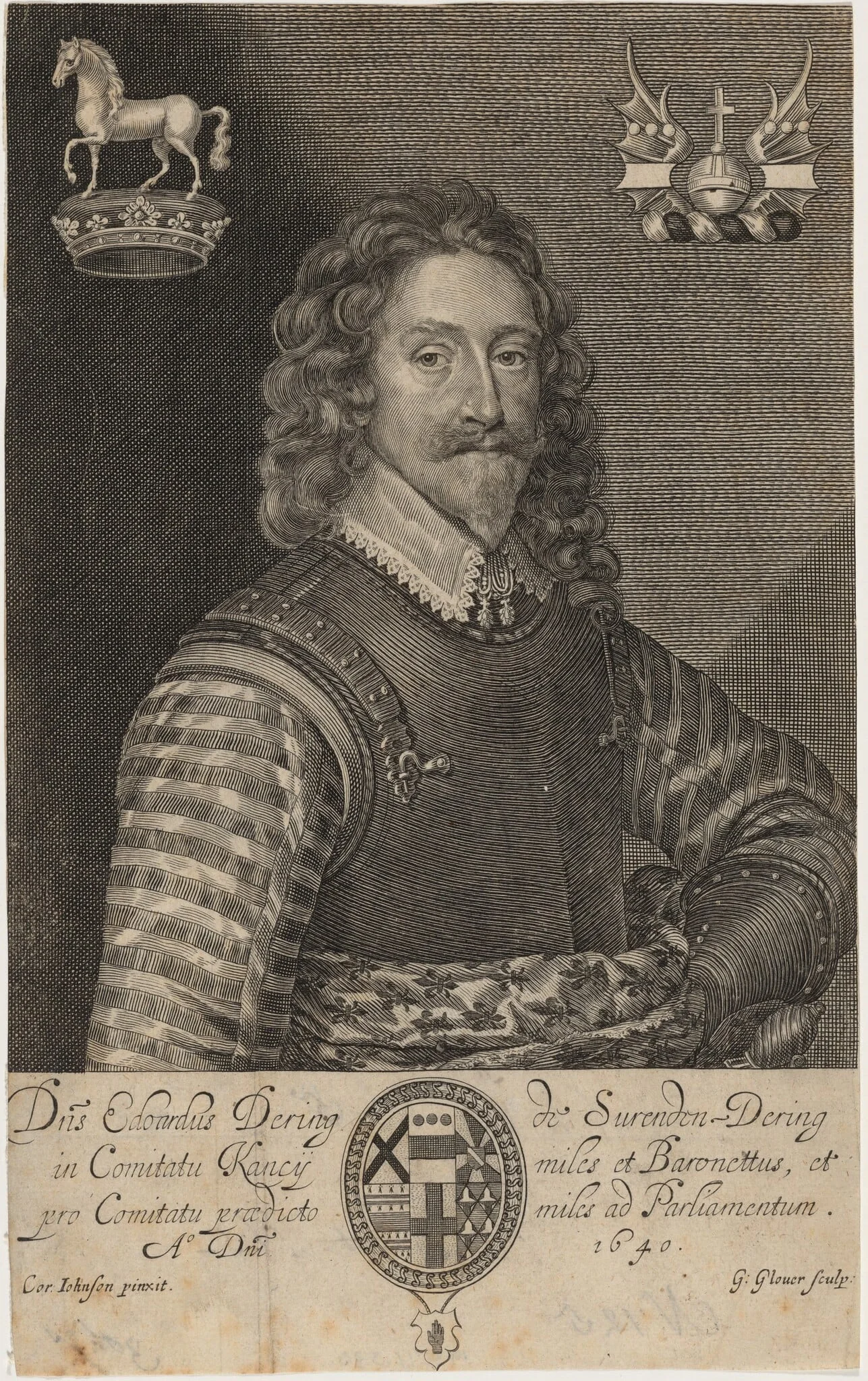 Sir Edward Dering, by George Glover, ink, 1633