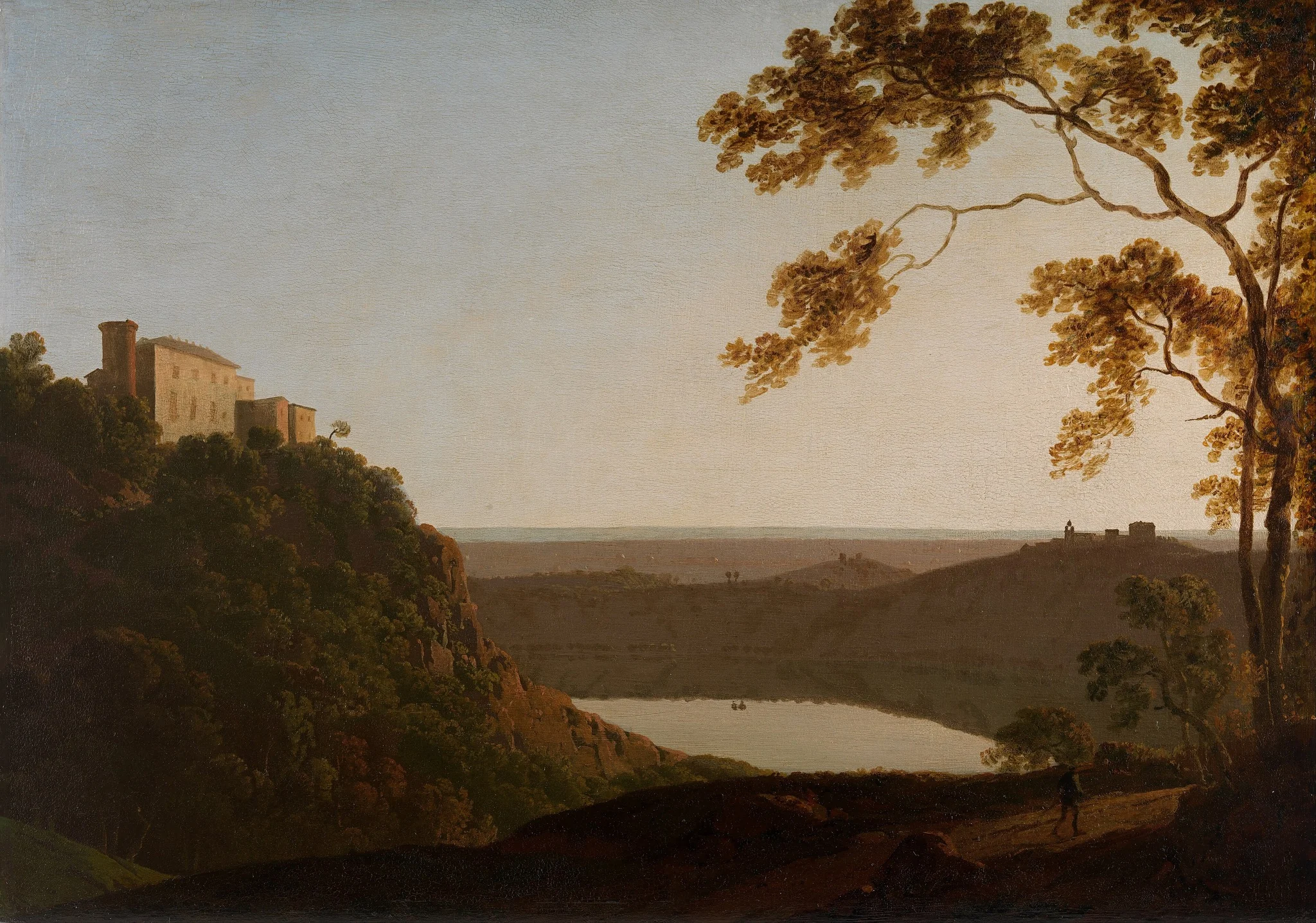 Lake Nemi, sunset, by Joseph Wright of Derby, oil, 1796