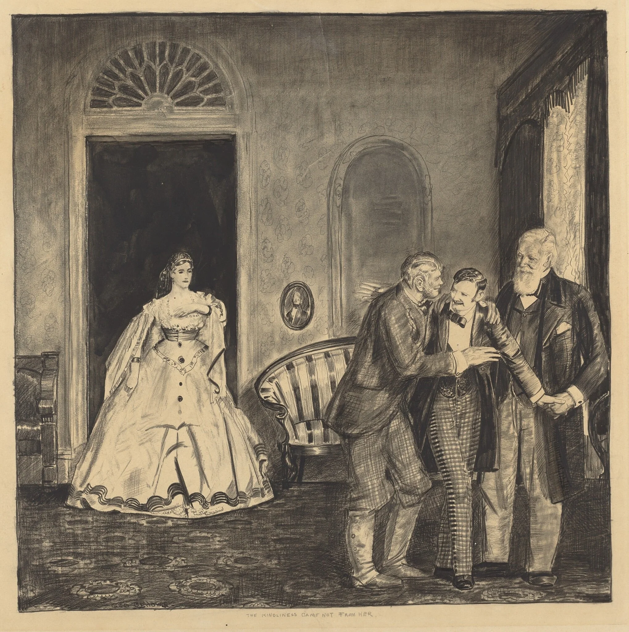 The Kindliness Came Not from Her, by George Bellows, crayon, 1922