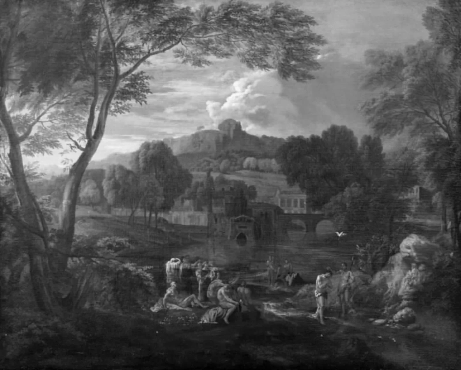 An Italian Landscape with the Baptism of Christ