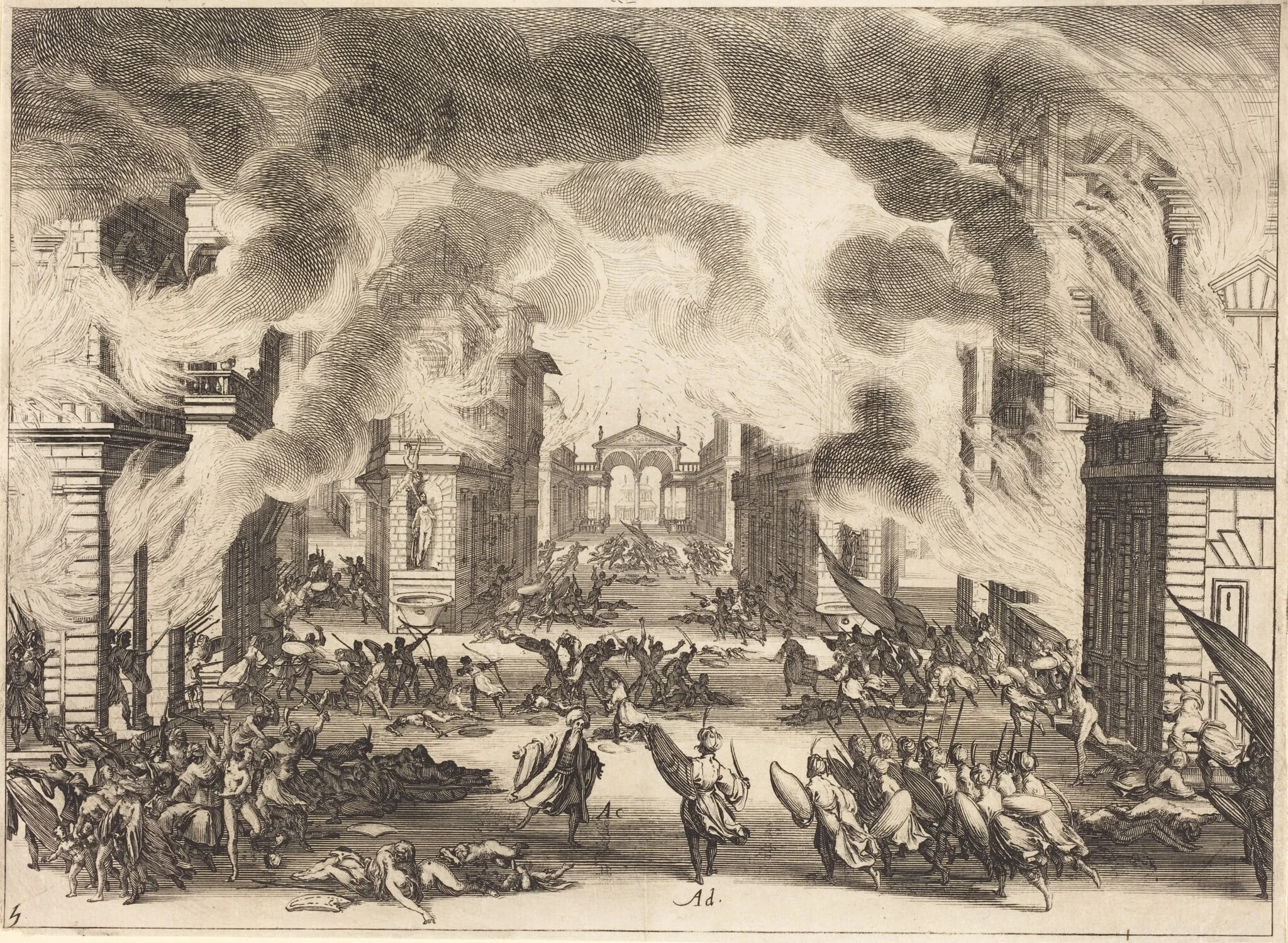 Il Solimano, Act V, by Jacques Callot, ink, 1620