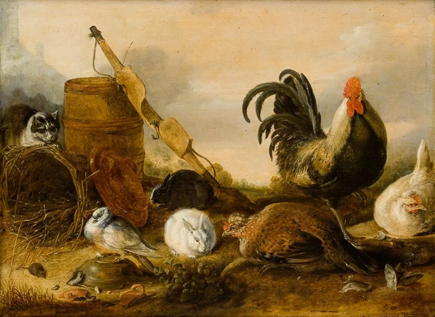 Animals in the yard.
