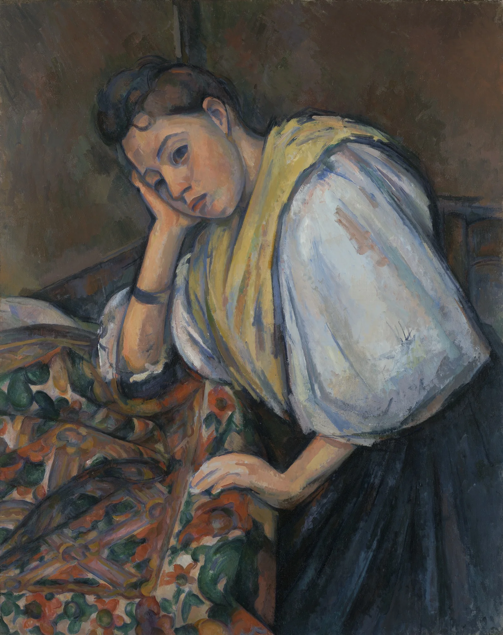 Young Italian Woman at a Table, by Paul Cezanne, oil, 1899