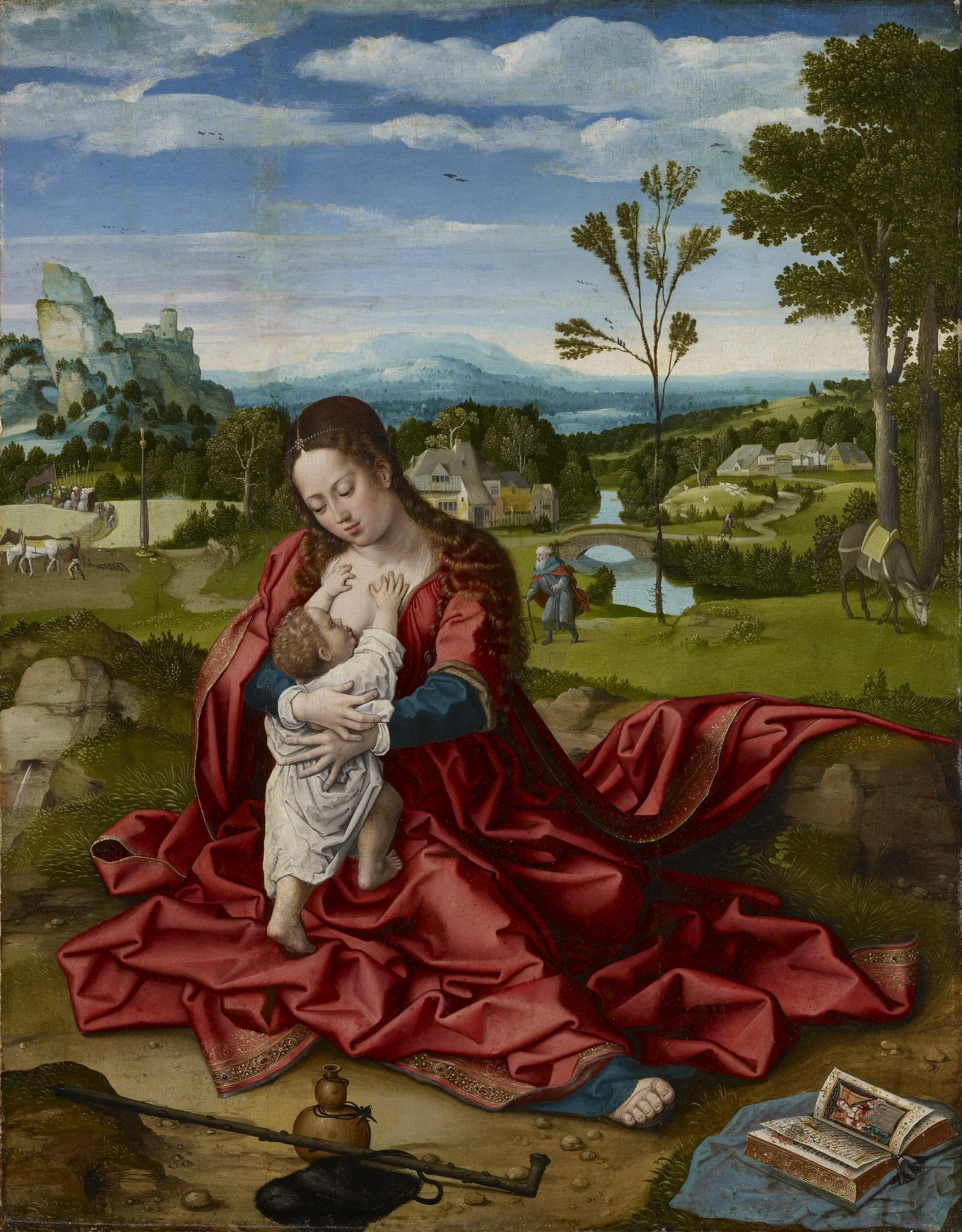 Rest on the Flight into Egypt, by Bernard Van Orley, oil, 1522