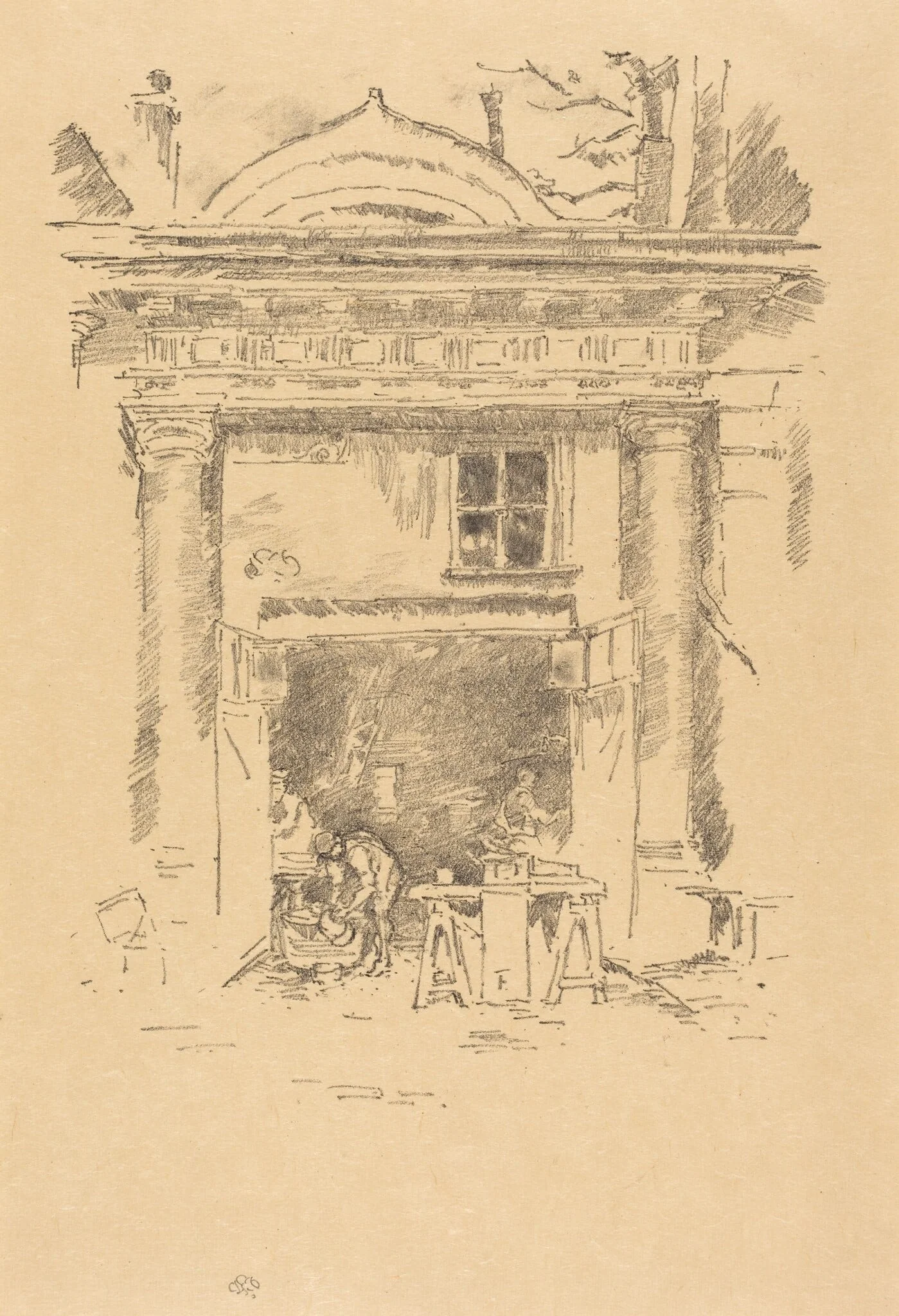 The Whitesmiths, Impasse des Carmélites, by James McNeill Whistler, ink, 1894