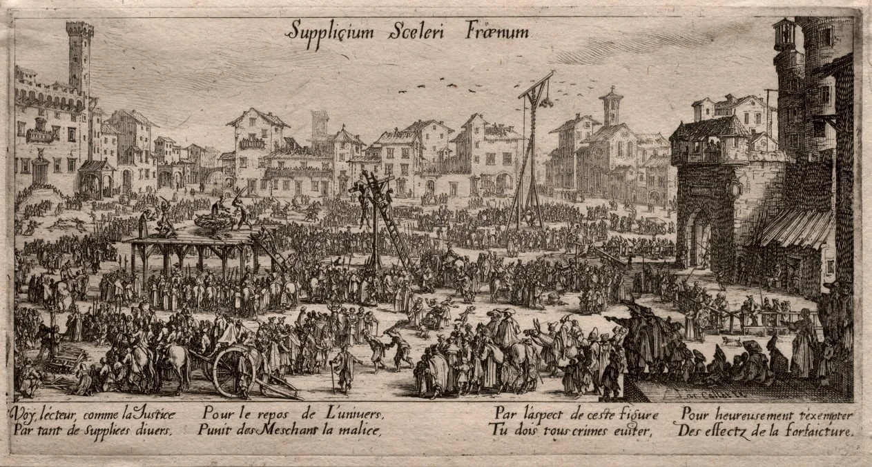 Supplicium sceleri Fraenum (The Punishments), by Jacques Callot, 1629