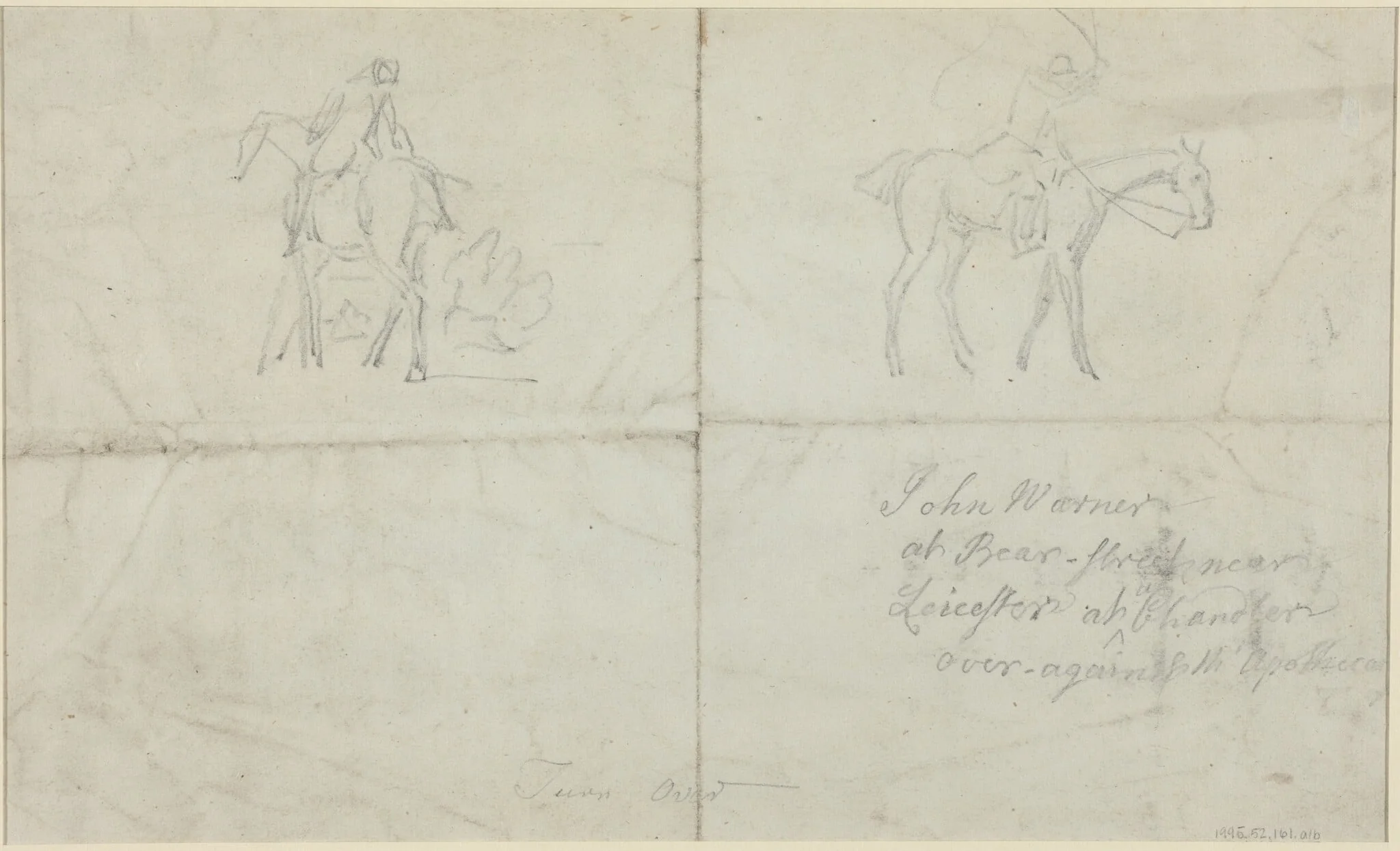 Mounted Horsemen [verso], by James Seymour, graphite, 1727