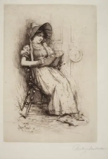 Untitled (Young Girl With Hat, In Chair, Reading)
