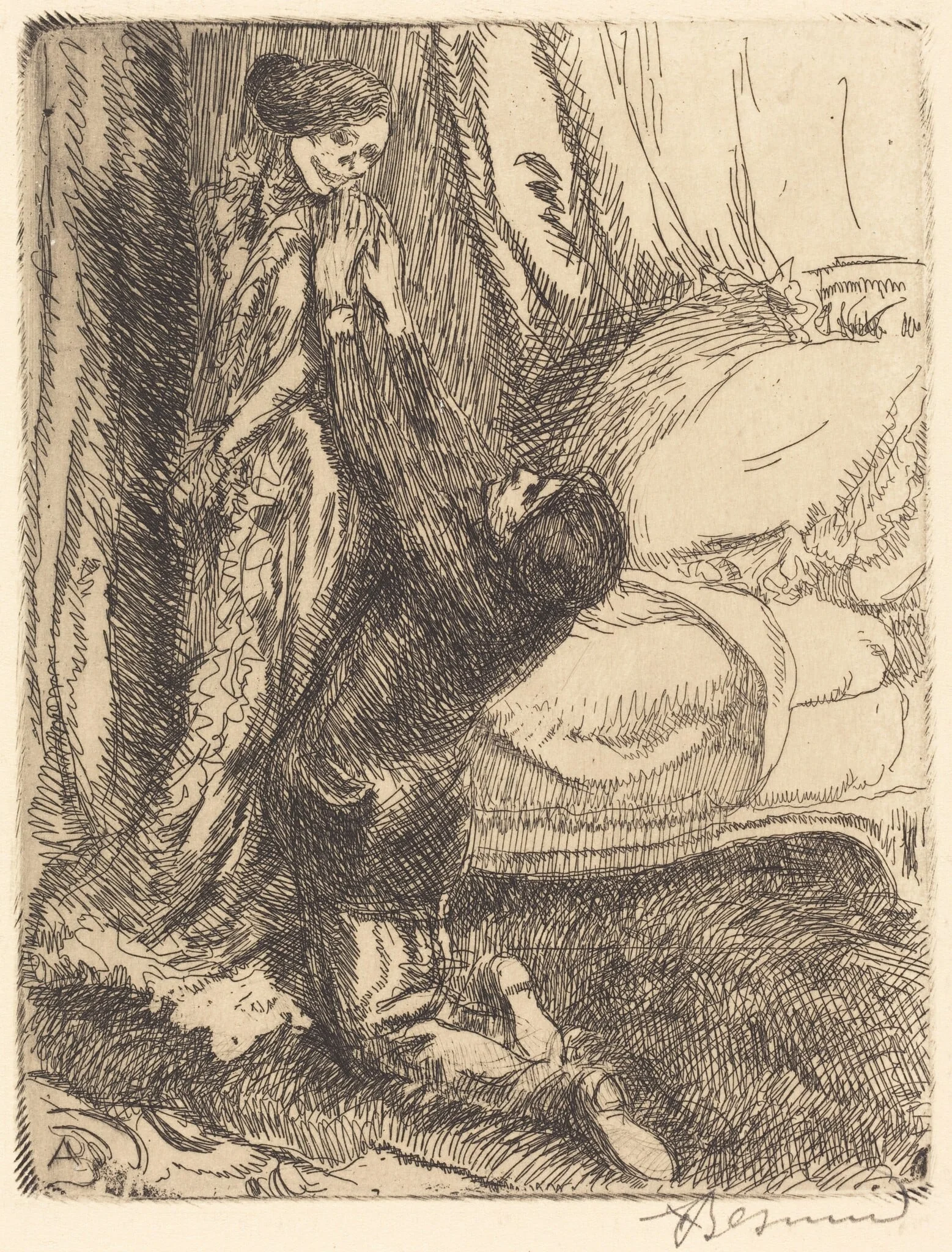 Coquette, by Paul-Albert Besnard, ink, 1900