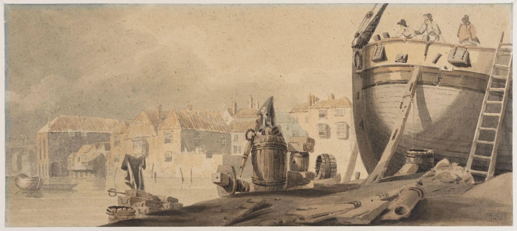 On the Thames, by Unknown, watercolor, 1850