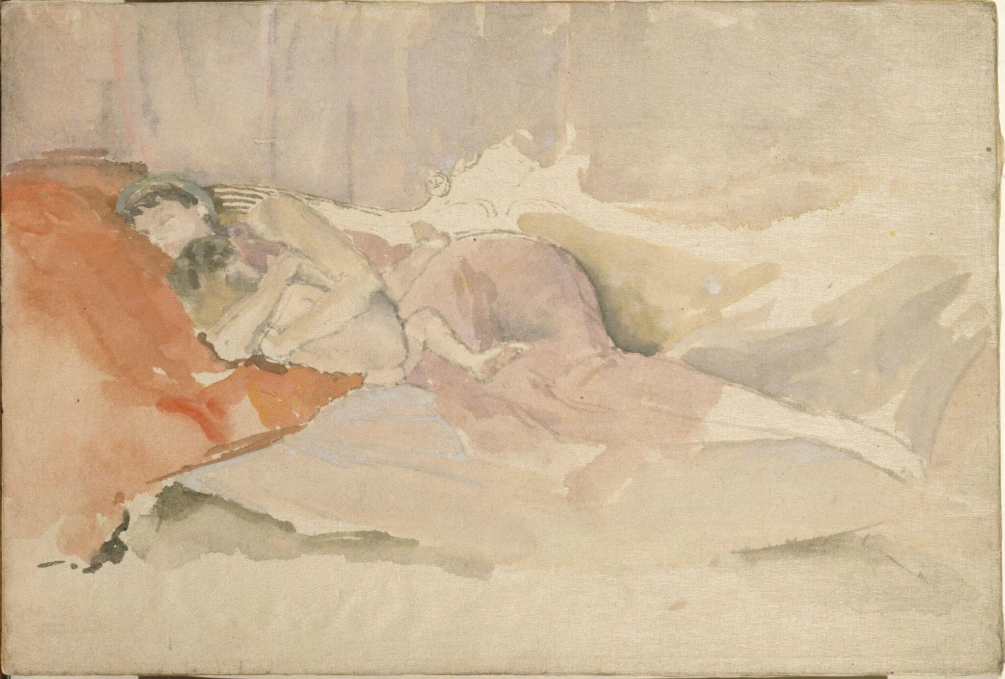 Mother and Child on a Couch, by James Abbott McNeill Whistler, watercolor, 1893
