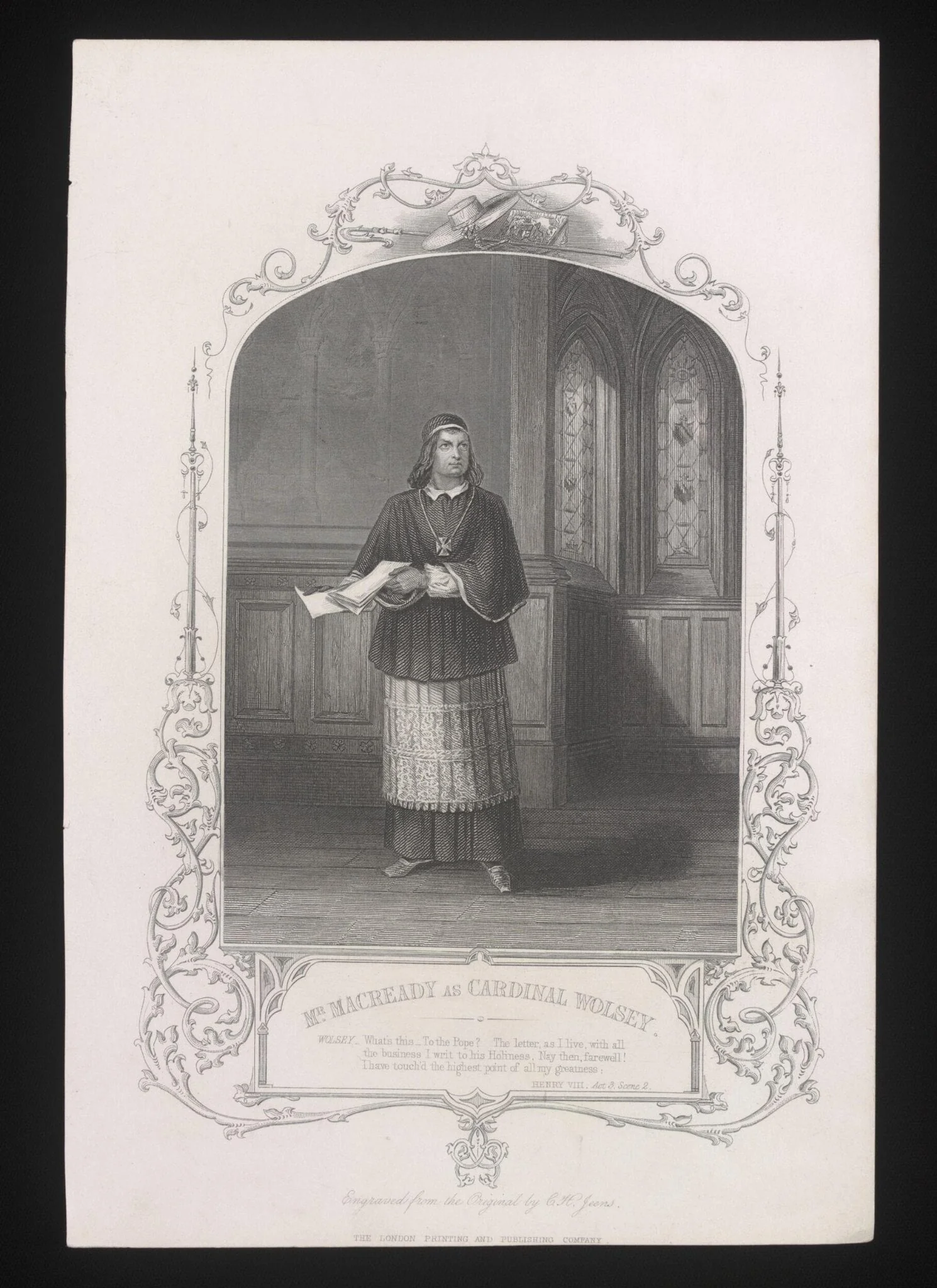 Mr Macready as Cardinal Wolsey