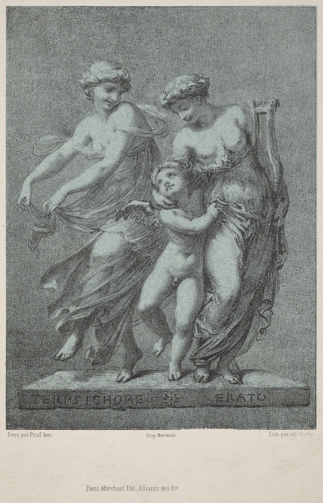 Apollo and the Muses, by Jules Boilly, ink, 1851