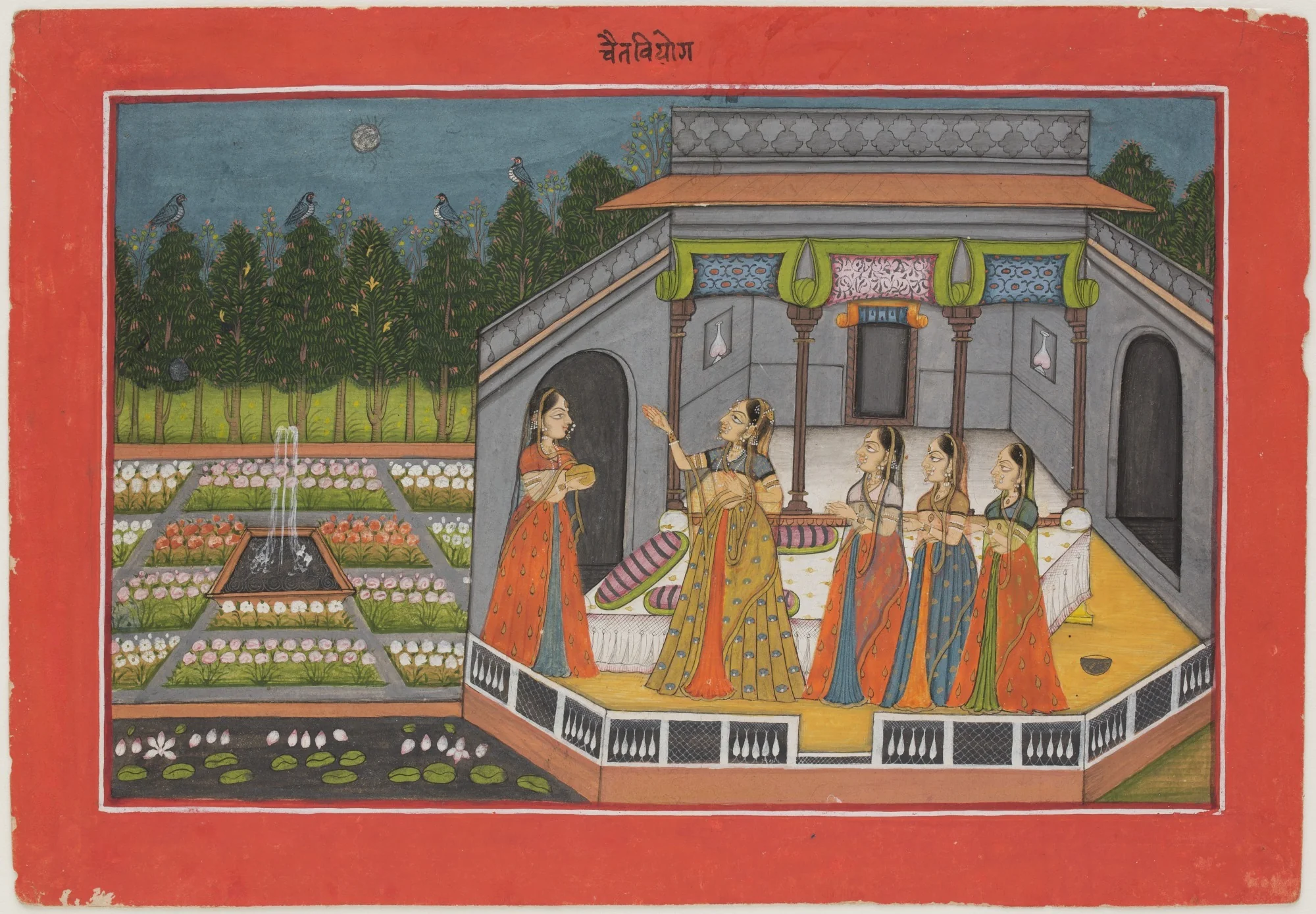 The Month of Chaitra (March-April), from a manuscript of the Barahmasa ("Twelve Months"), by Unknown, unspecified