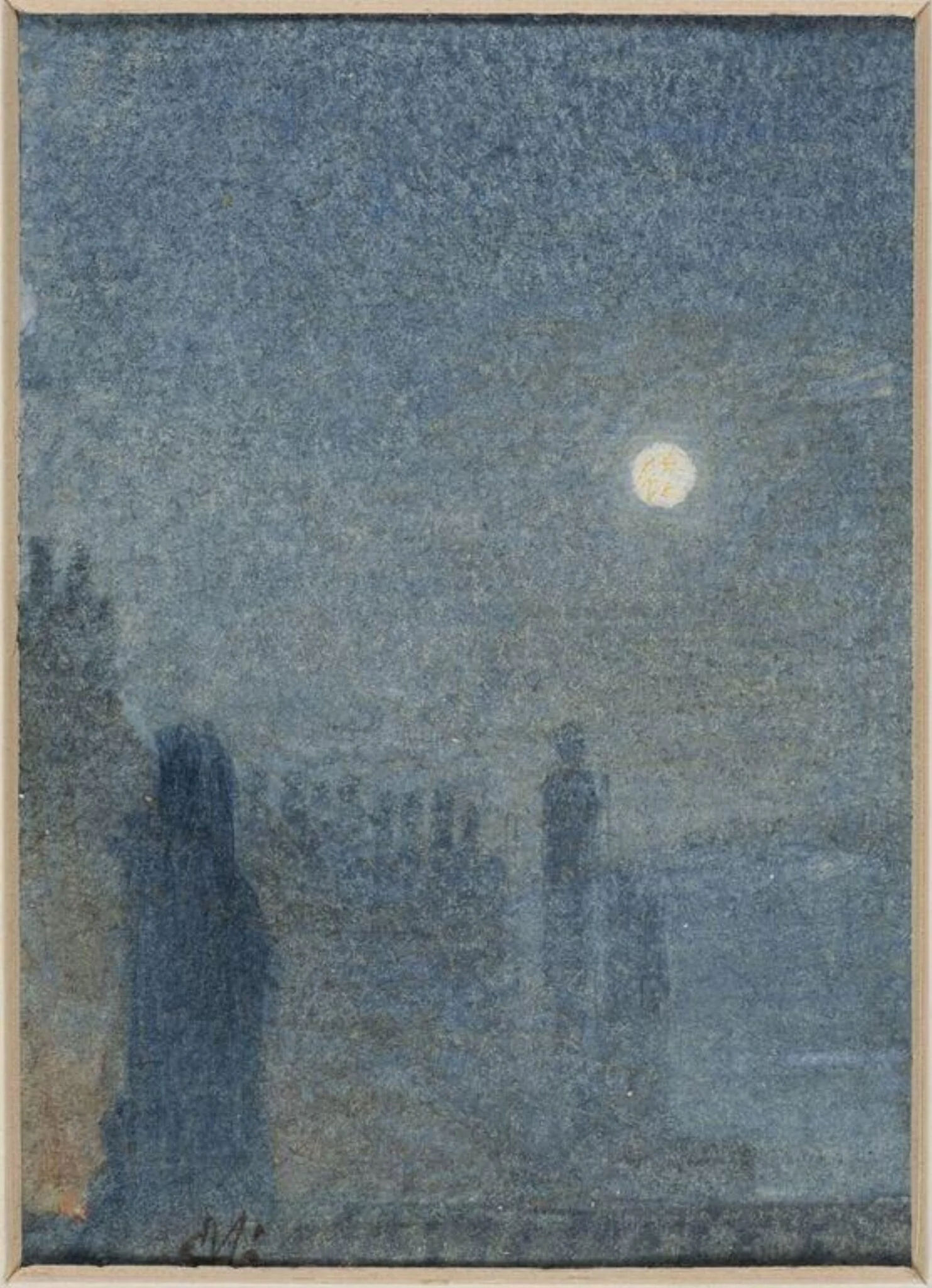A Castle by Moonlight, by Unknown, watercolor, 1868