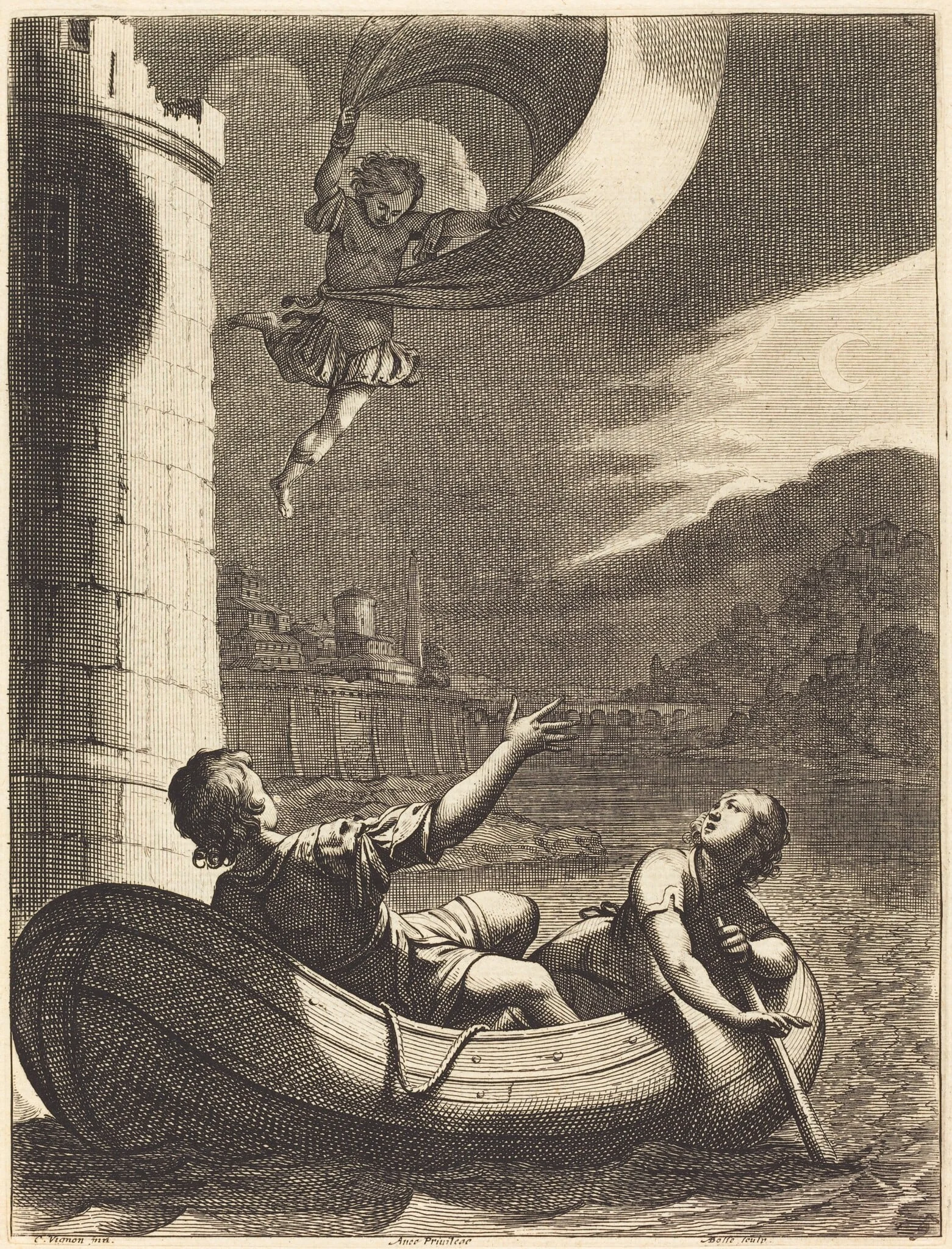 Illustration to Jean Desmarets' "L'Ariane", by Abraham Bosse, ink, 1639