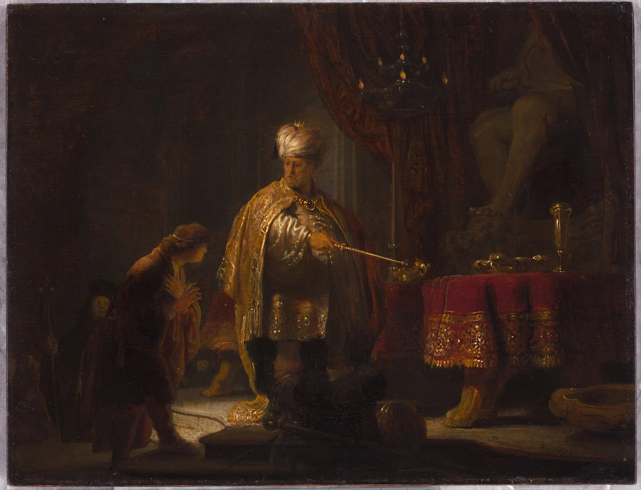 Daniel and Cyrus Before the Idol Bel, by Rembrandt, oil, 1633