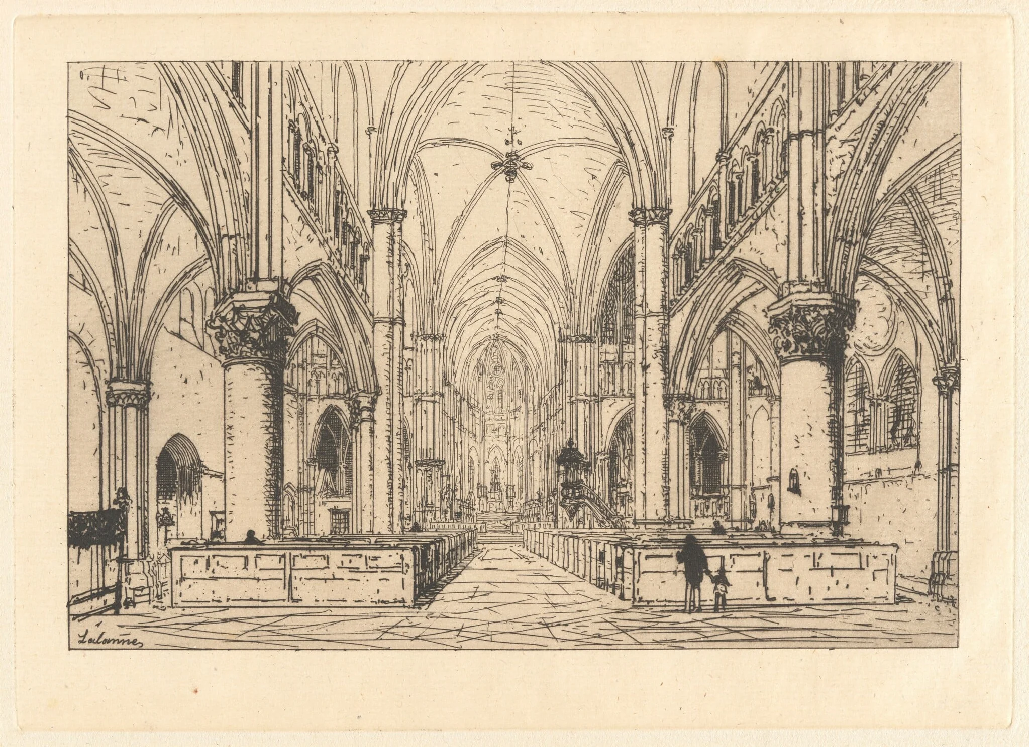 Church Interior, by Maxime Lalanne, ink, 1885