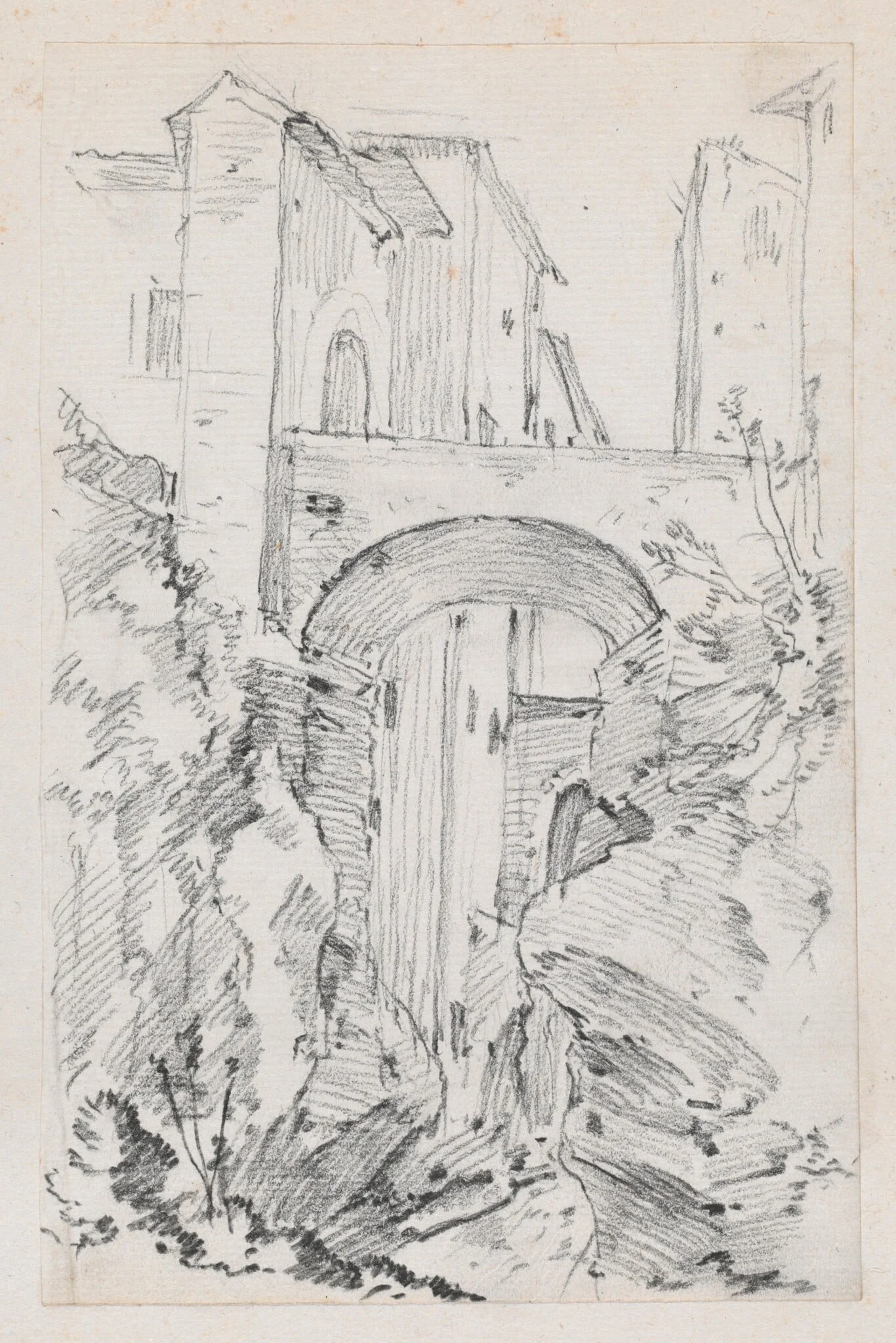 A High Bridge in Tivoli, by Joseph-Marie Vien, graphite, 1747