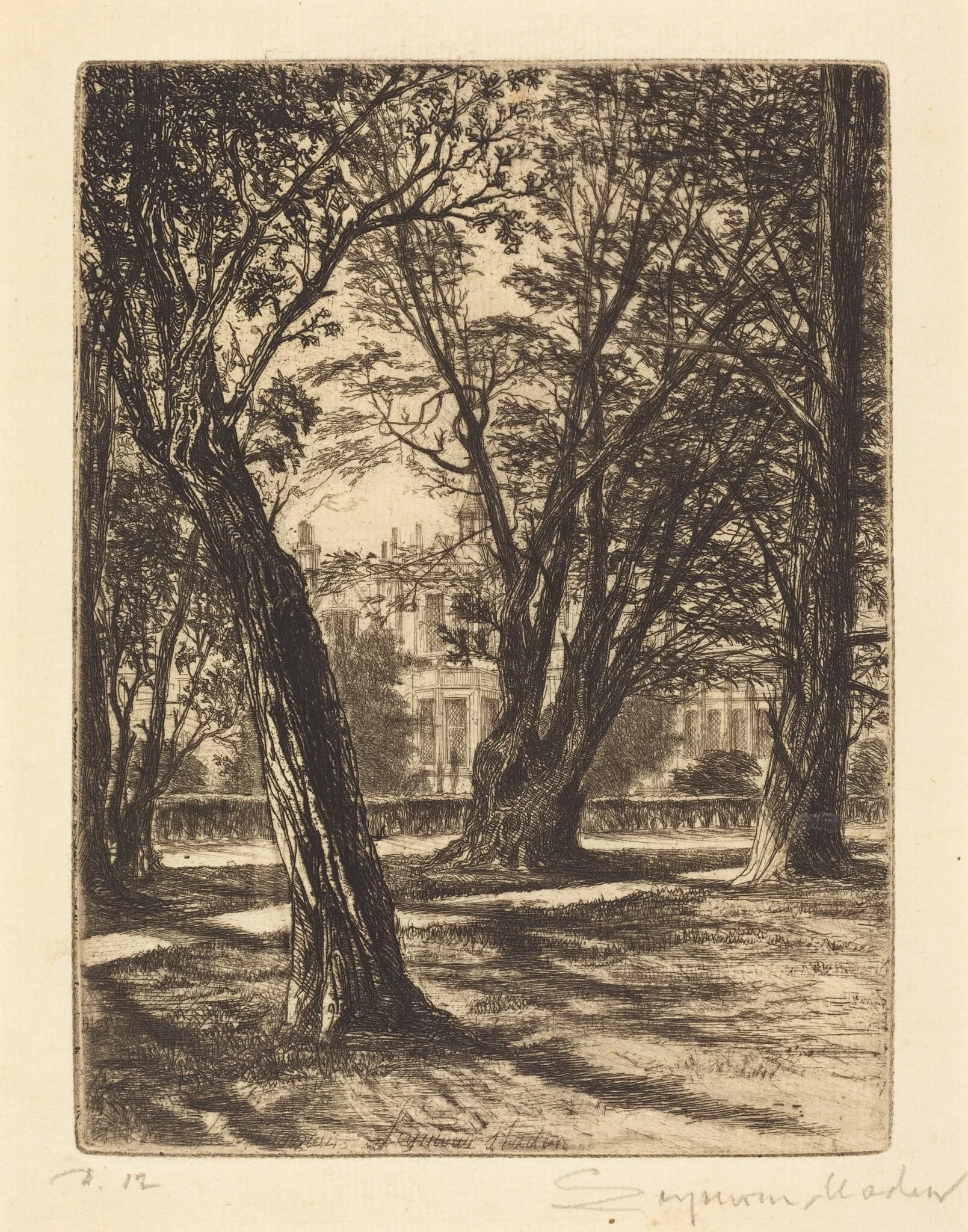 Kensington Gardens (The Small Plate), by Francis Seymour Haden, ink, 1859