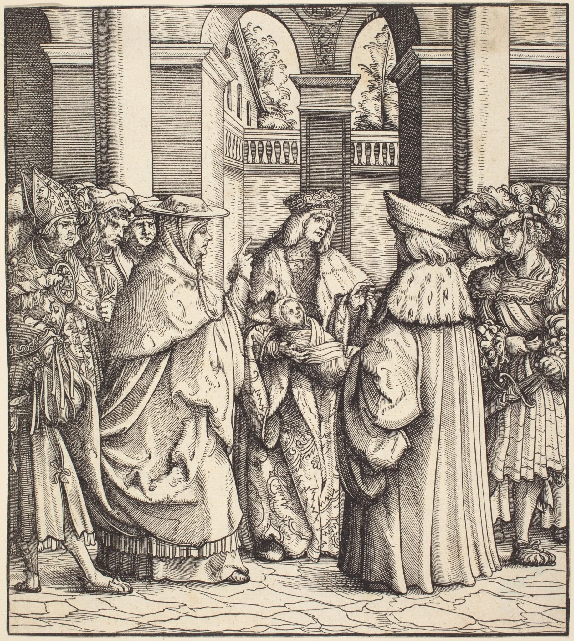 The Archbishop Blessing the Child after the Baptism, by Hans Burgkmair the Elder, ink, 1515