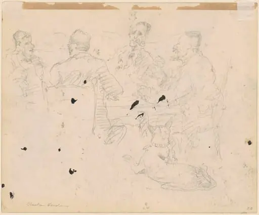 Men Drinking at a Table [verso]