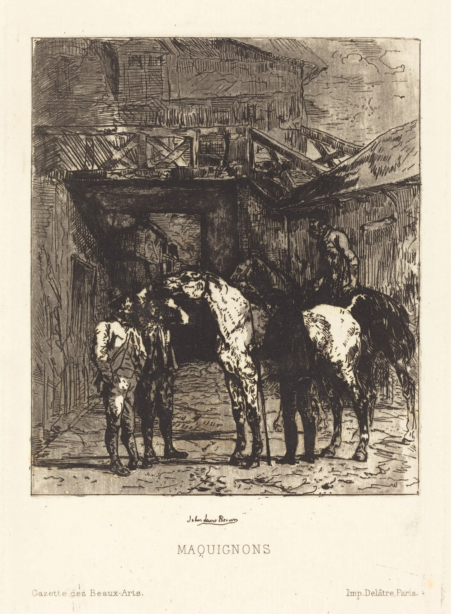 Maquignons (Horse Dealers), by John Lewis Brown, ink, 1860