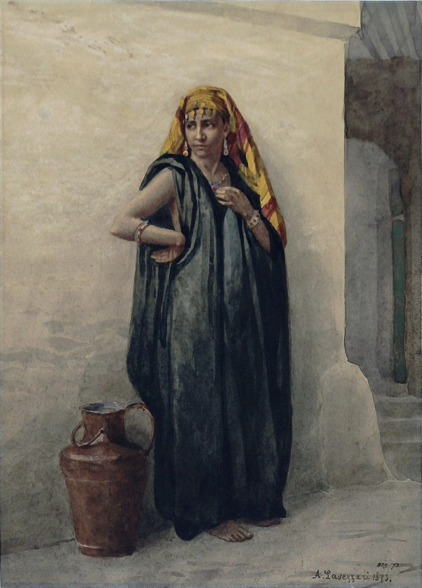 female figure, by Lavezzari, watercolor, 1873
