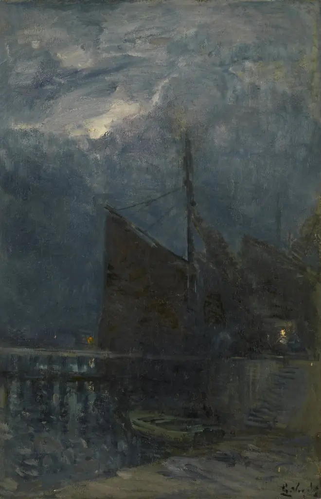 Entrance of a Harbour by Night