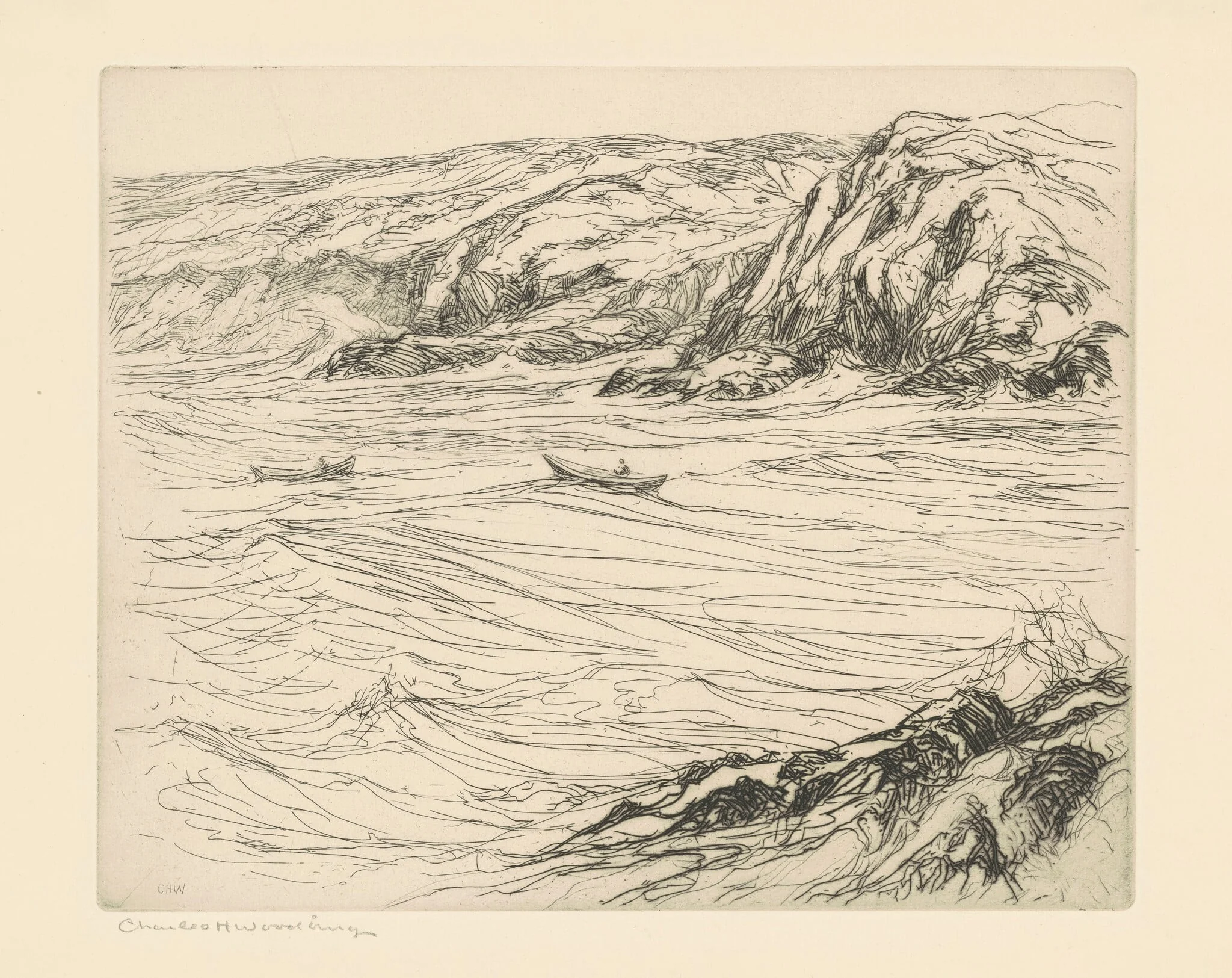Sea Pasture, by Charles H. Woodbury, ink, 1936