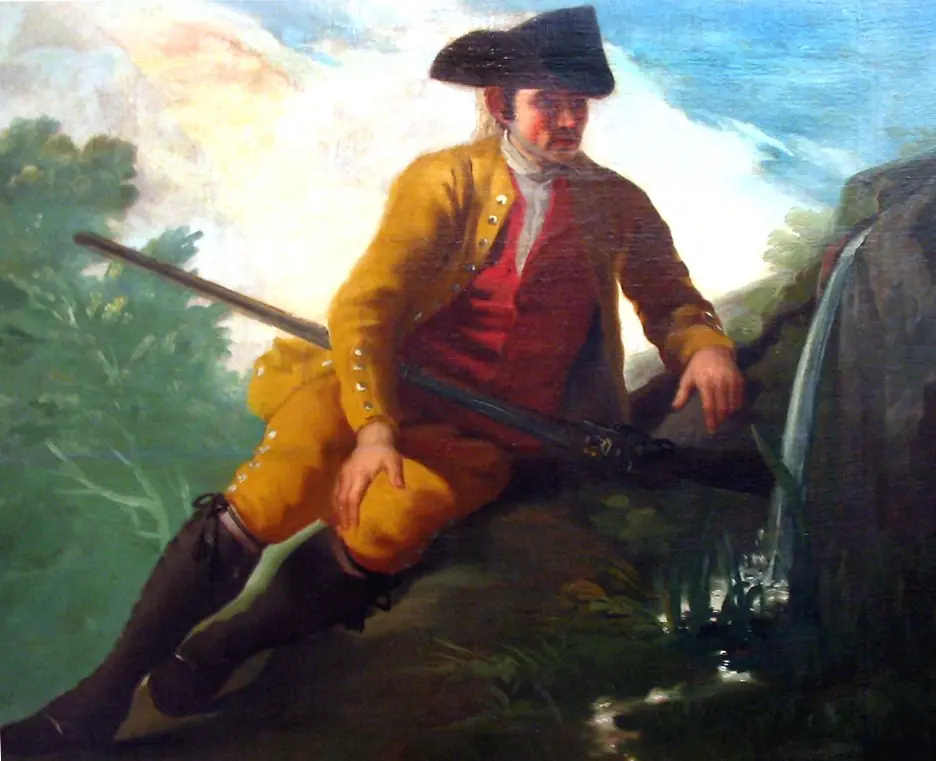 Hunter at a fountain