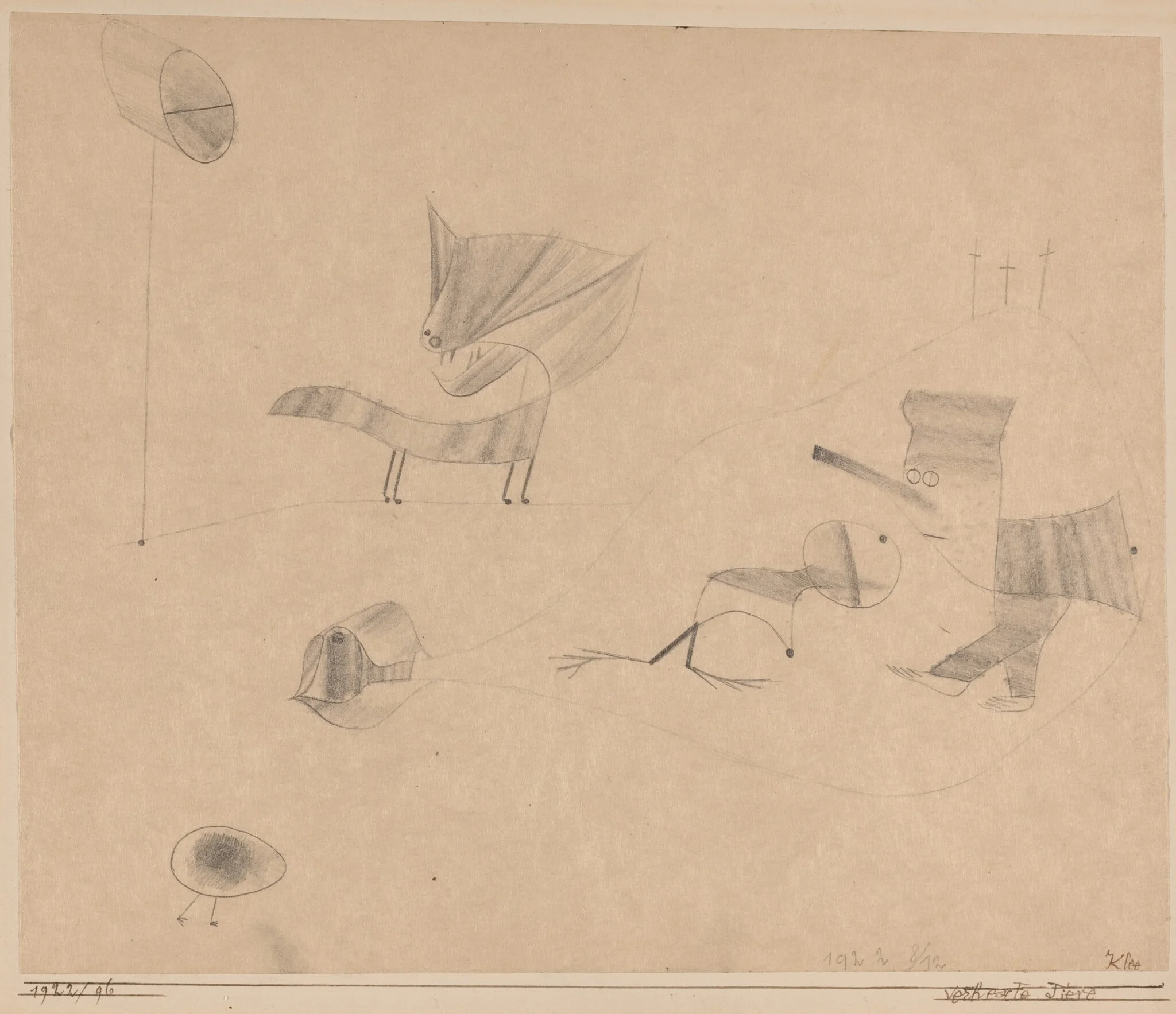 Verhexte Tiere (Bewitched Animals), by Paul Klee, graphite, 1922