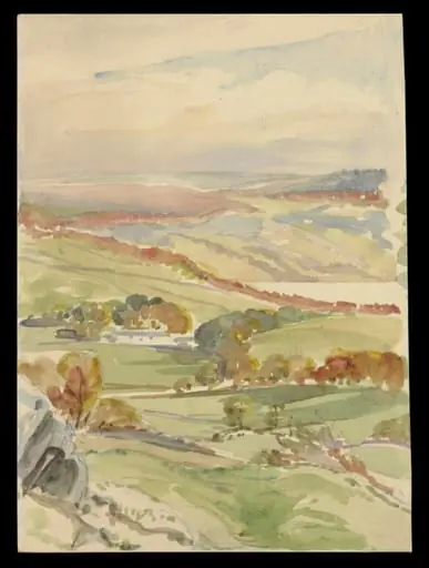A view over hills and valleys