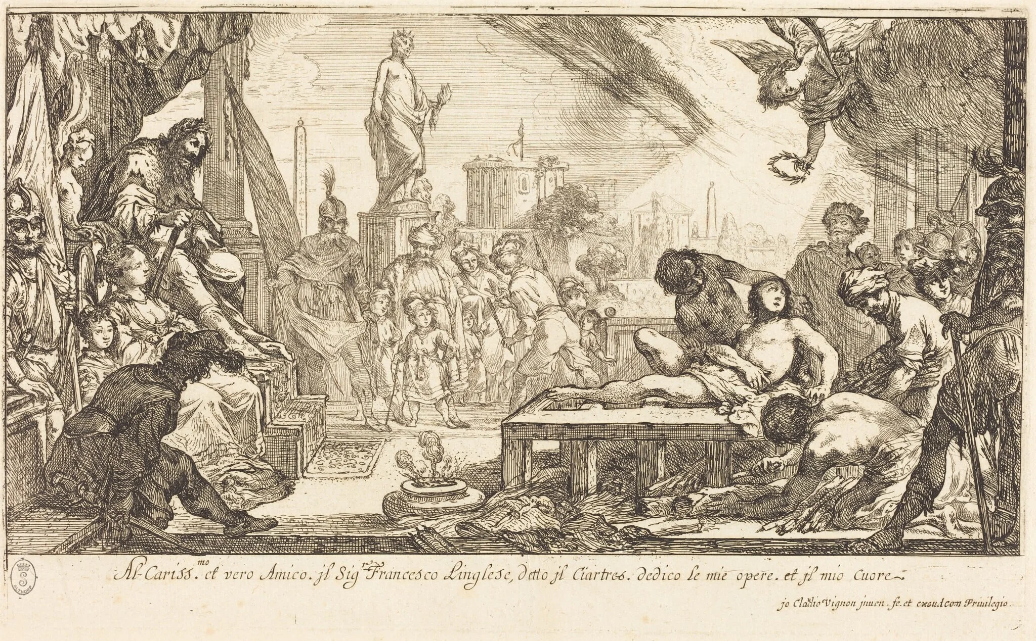 The Martyrdom of Saint Lawrence, by Claude Vignon, ink, 1632
