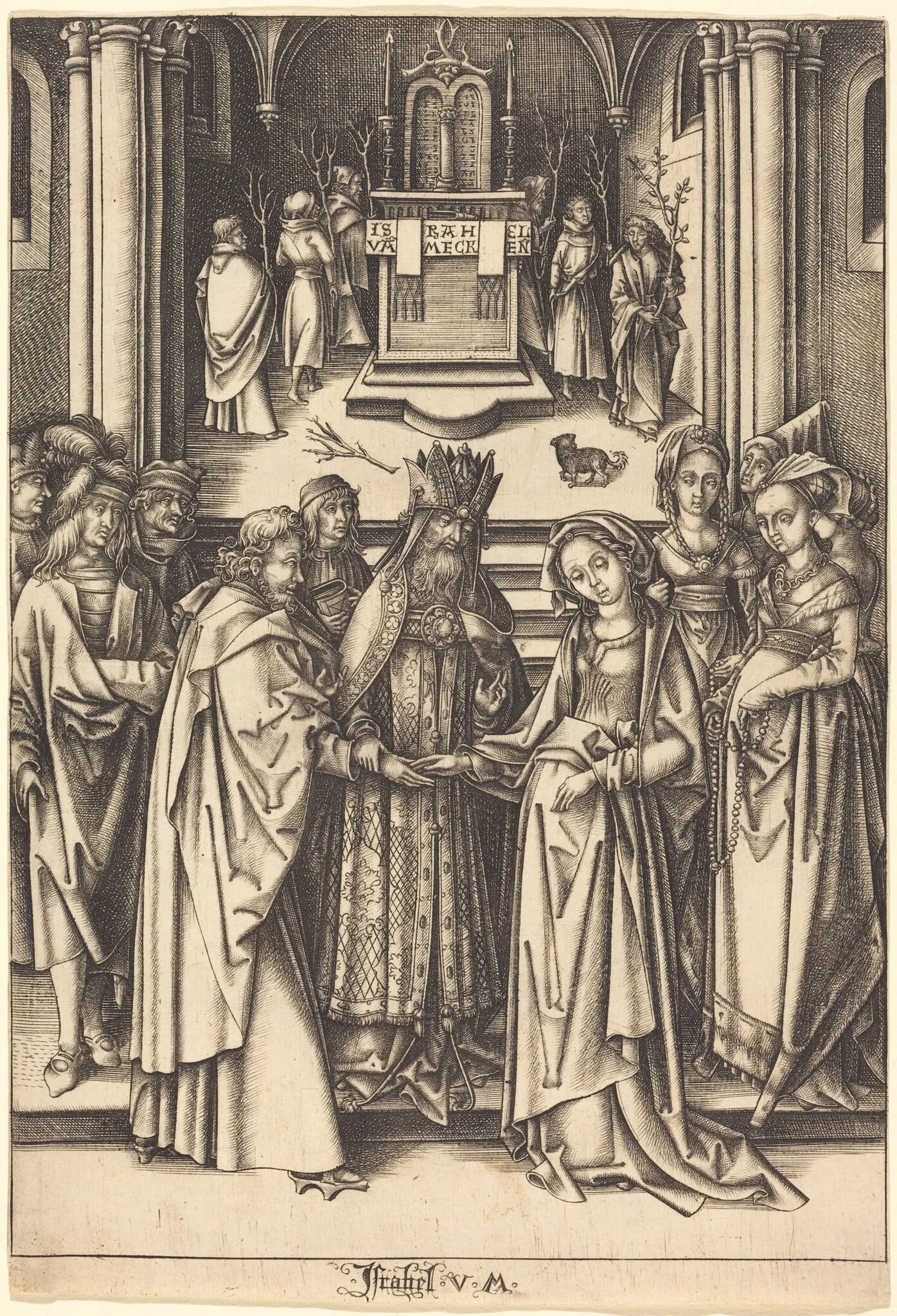 The Marriage of the Virgin, by Israhel van Meckenem, ink, 1495