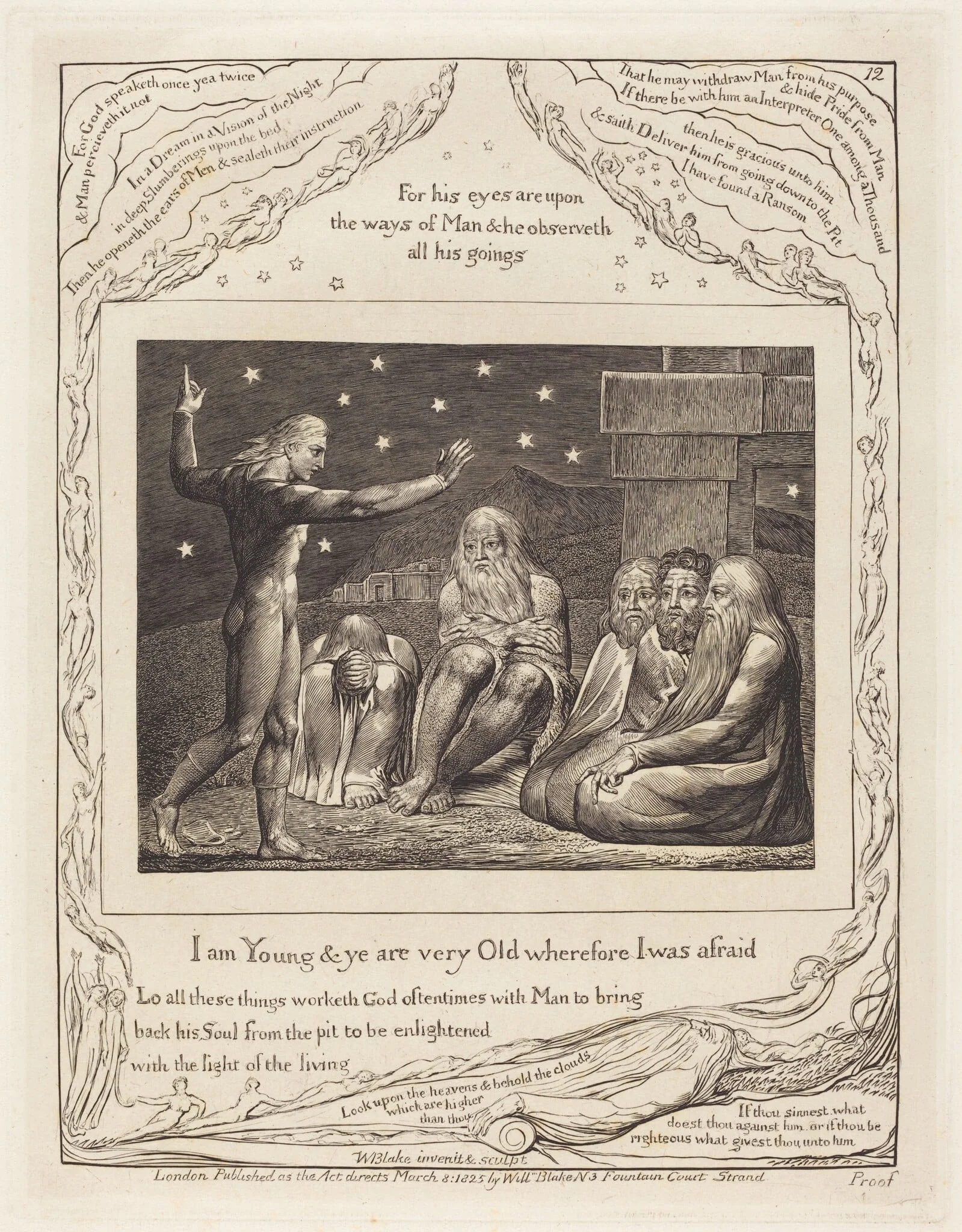 The Wrath of Elihu, by William Blake, ink, 1825