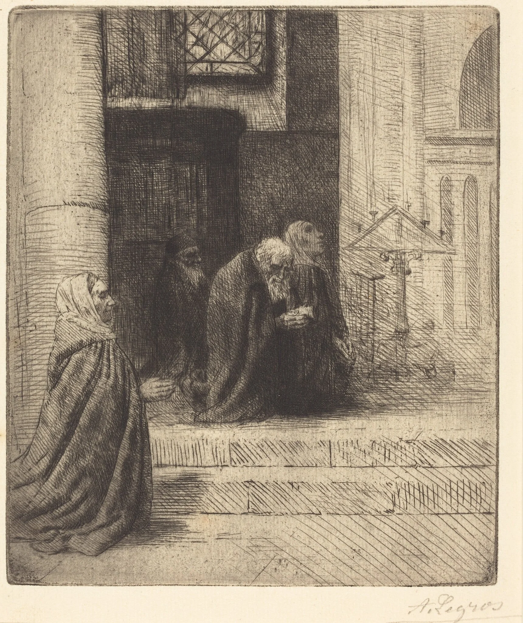 Interior of a Church (Interieur d'eglise), by Alphonse Legros, ink, 1874