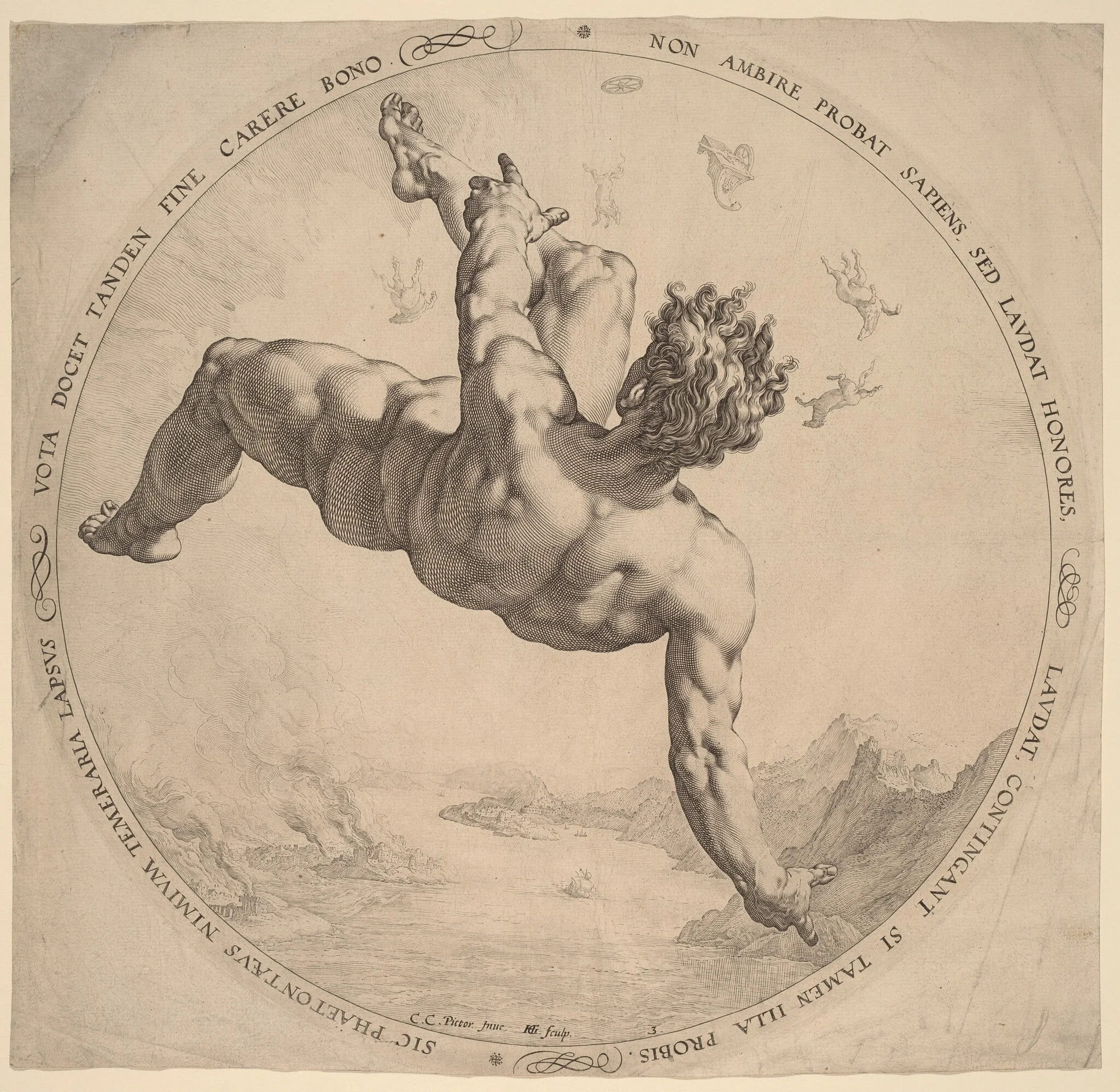Phaeton, by Hendrik Goltzius, ink, 1588