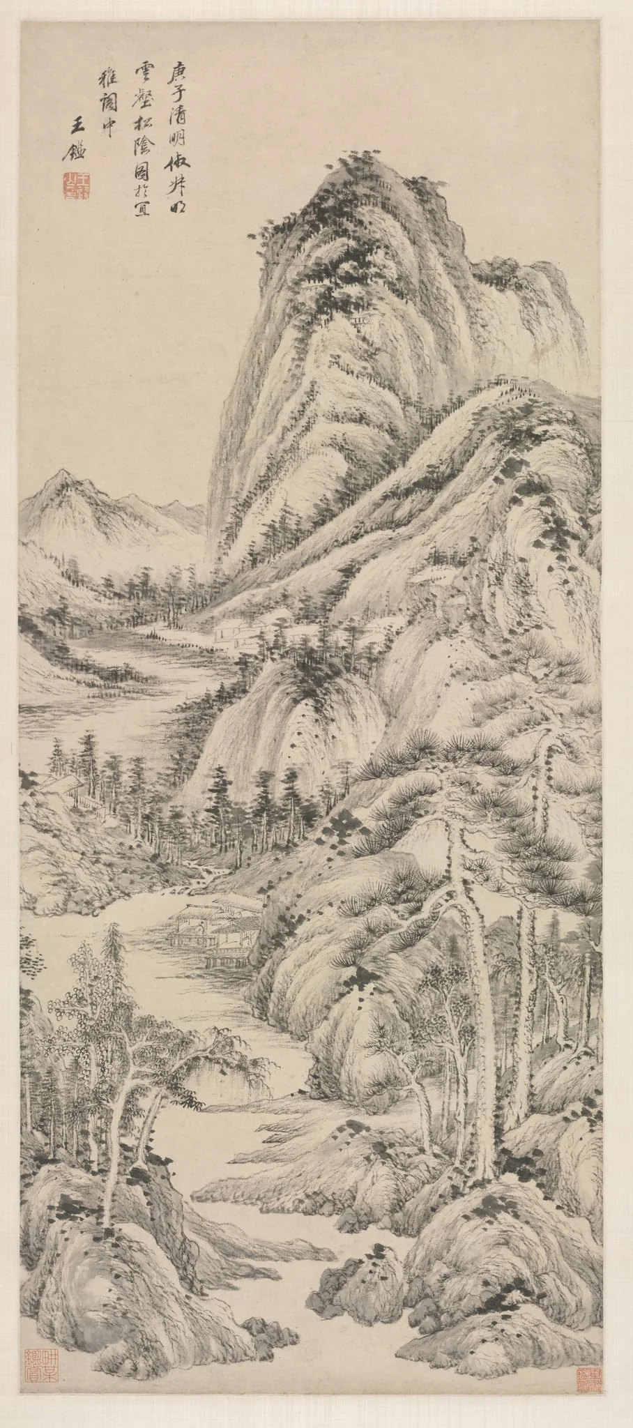 Shade of Pines in a Cloudy Valley, by Wang Jian, unspecified, 1660