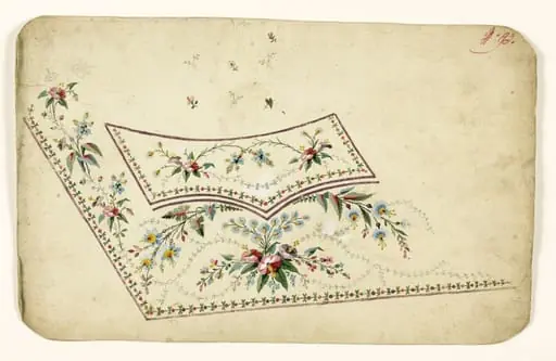 Composition de bouquets de fleurs et chardons, projets de broderies de gilet, XVIIIème siècle