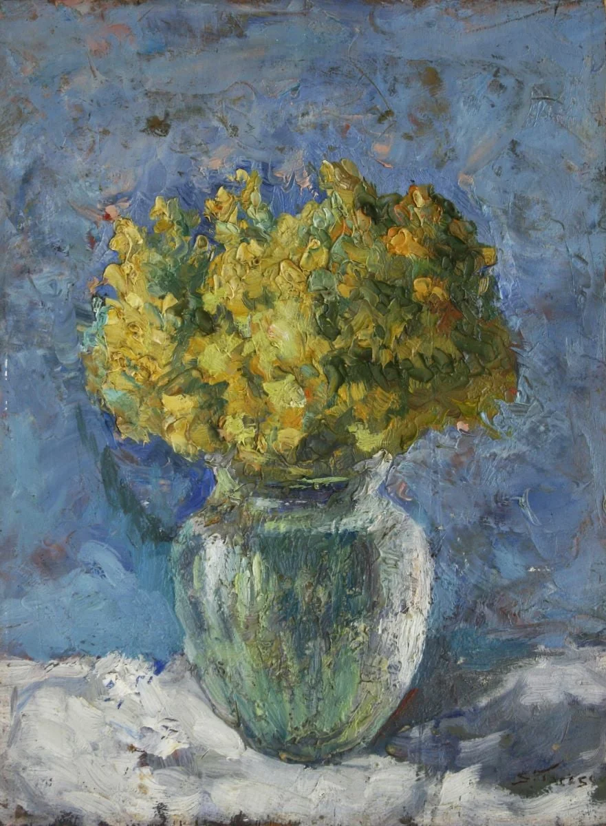 Flori galbene în vas, by Stavru Tarasov, unspecified, 1949