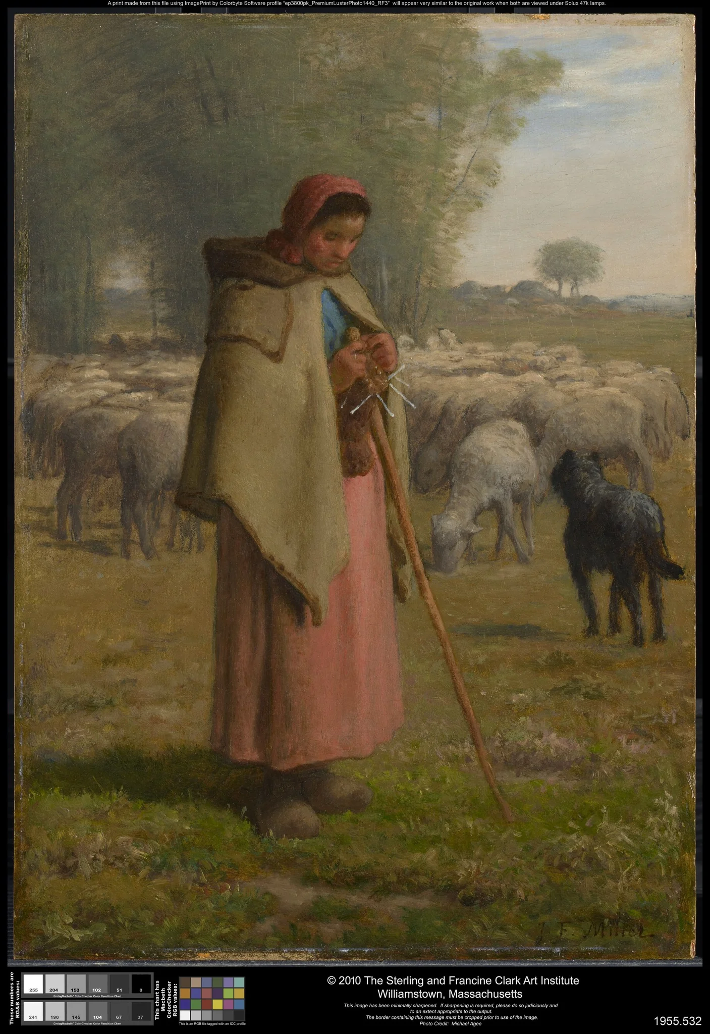 Young Girl Guarding her Sheep, by Jean François Millet, oil, 1861