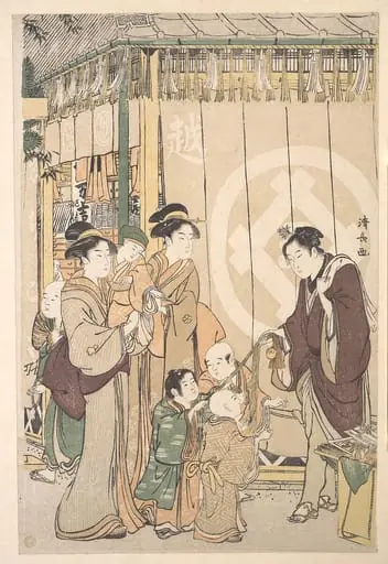 鳥居清長画　初春の越後屋|Group before the Echigo-ya Dry-goods Shop on New Year's Day