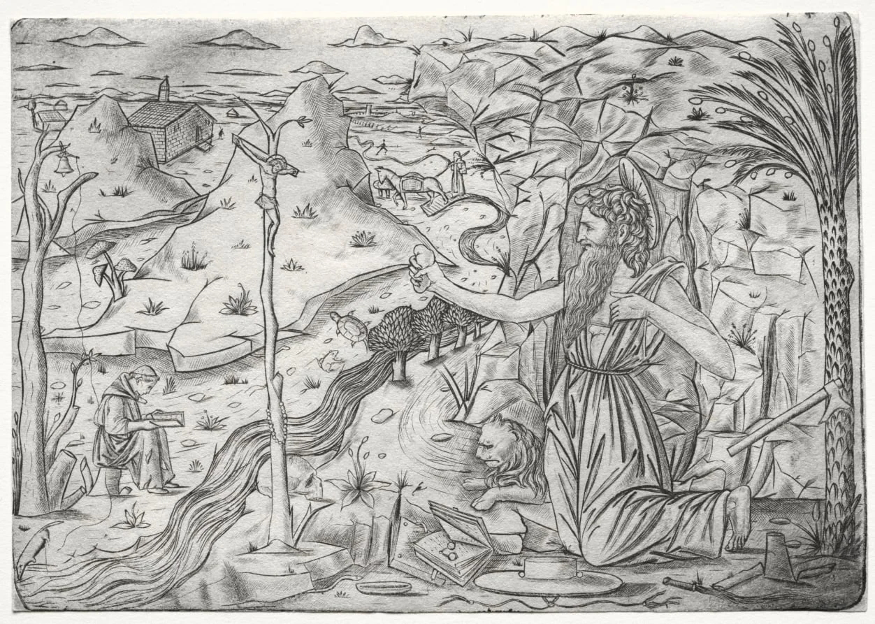 Saint Jerome in Penitence, by Unknown, 1490